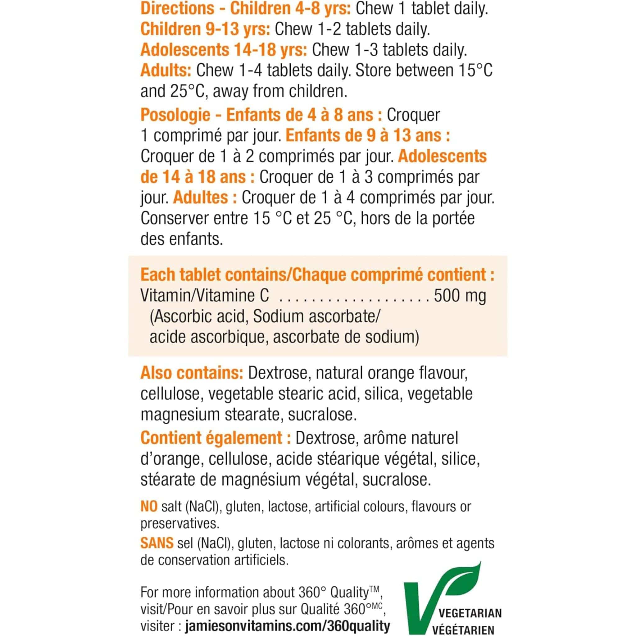 Jamieson Chewable Vitamin C 500mg, 120 Chewable Tablets - Image 11