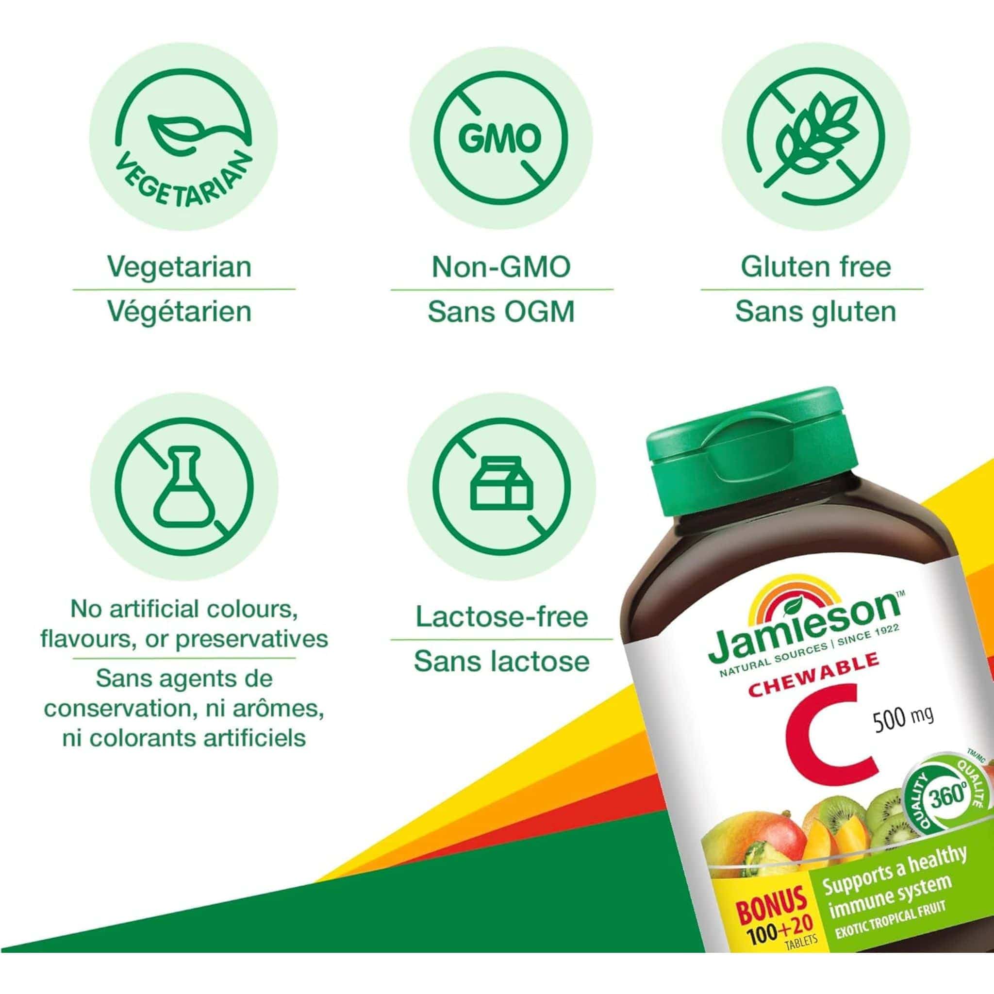 Jamieson Chewable Vitamin C 500mg, 120 Chewable Tablets - Image 16