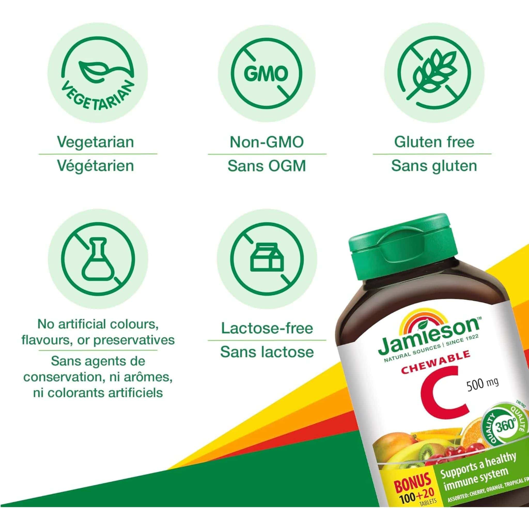 Jamieson Chewable Vitamin C 500mg, 120 Chewable Tablets - Image 22