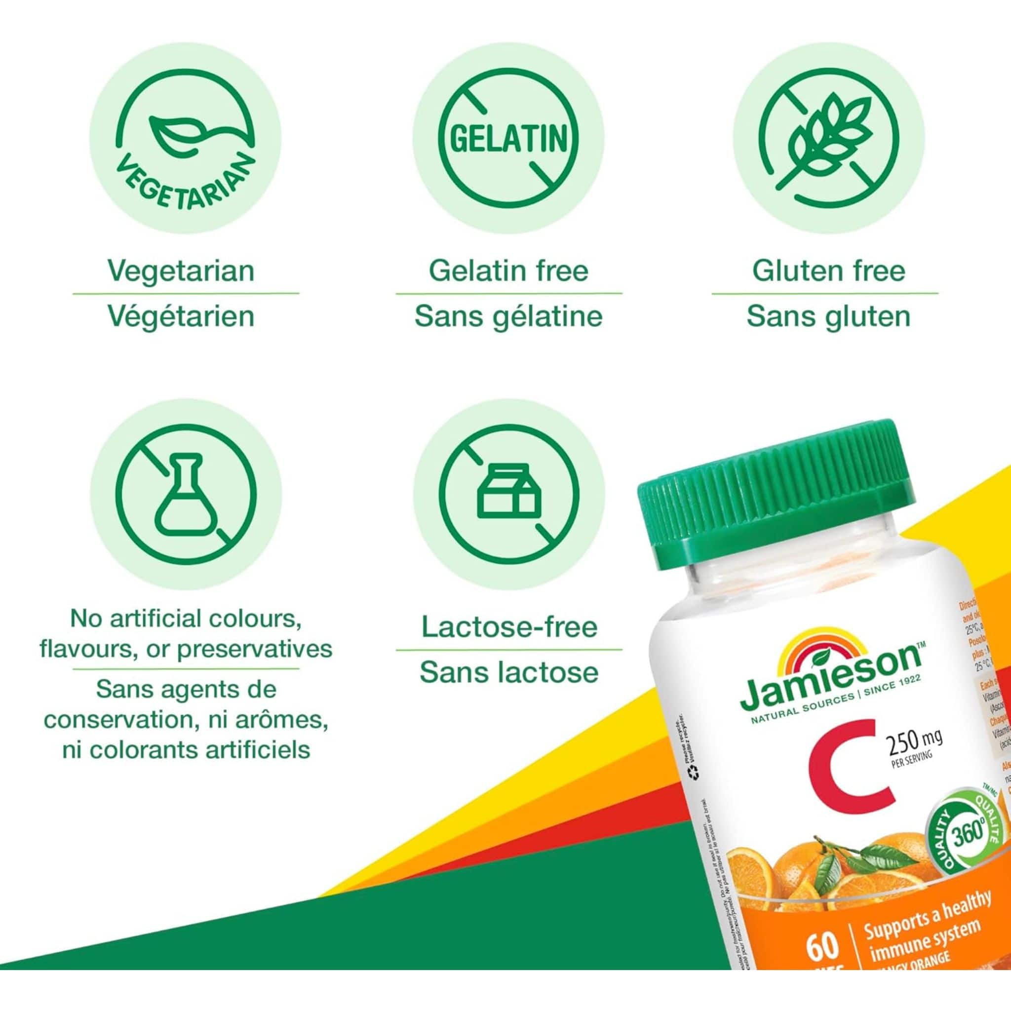 Jamieson Vitamin C Gummies 250mg, Tangy Orange, 60 Gummies - Image 4