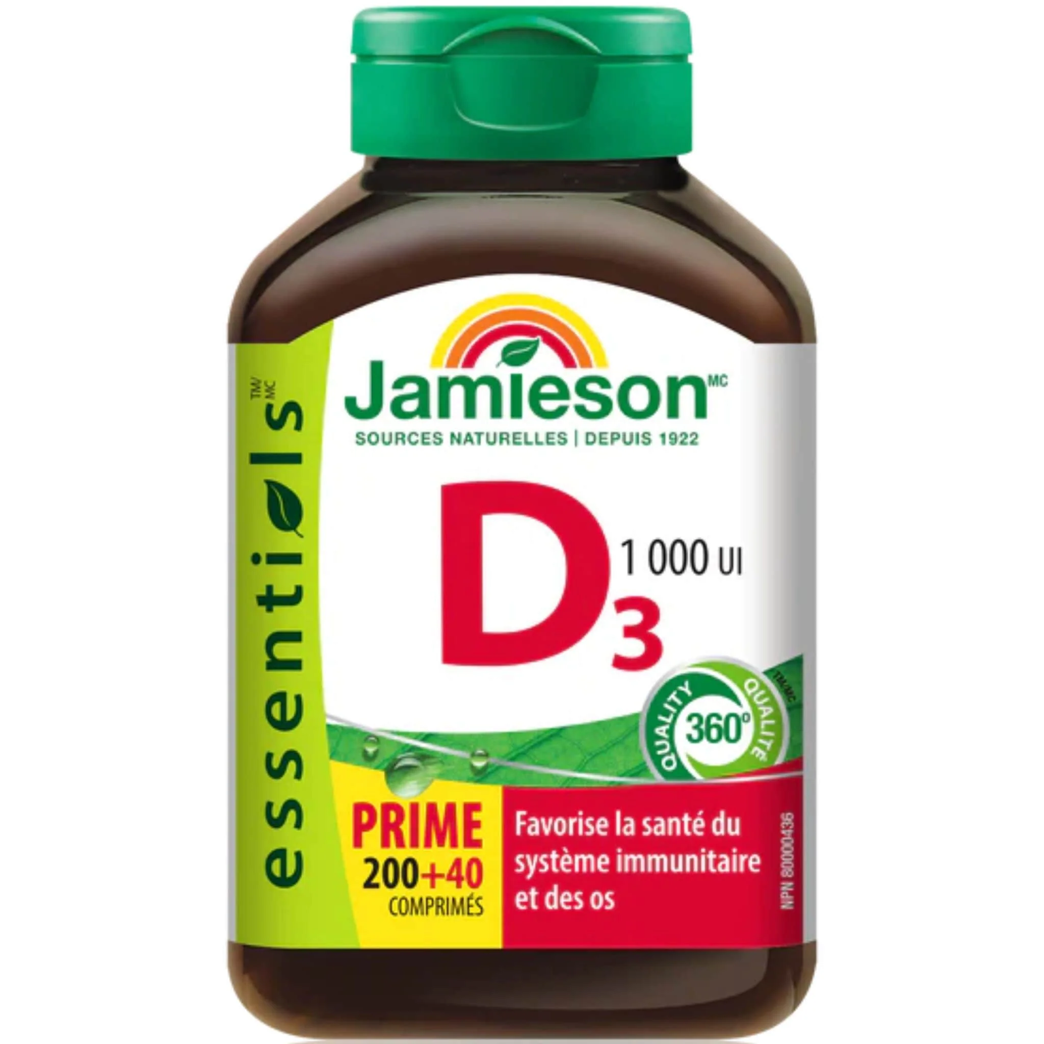 Jamieson Vitamin D3, 1000IU, BONUS! 200+40 Free Tablets - Image 2