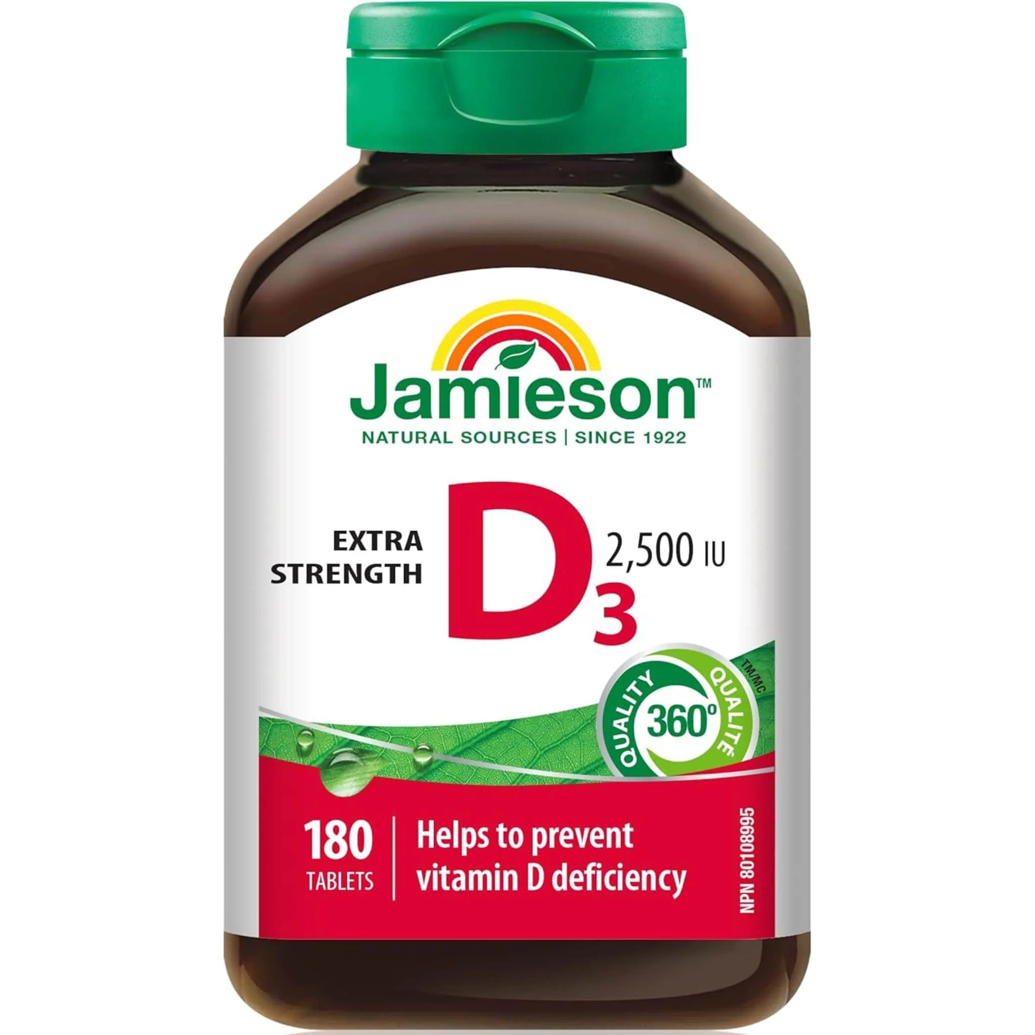 Jamieson Vitamin D3 Extra Strength 2,500IU, 180 Tablets