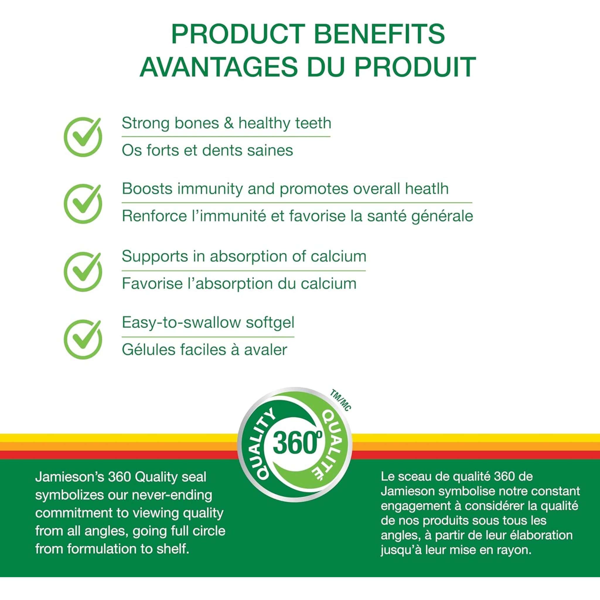 Jamieson Vitamin D3 1000IU Softgels, 180 Softgels - Image 3