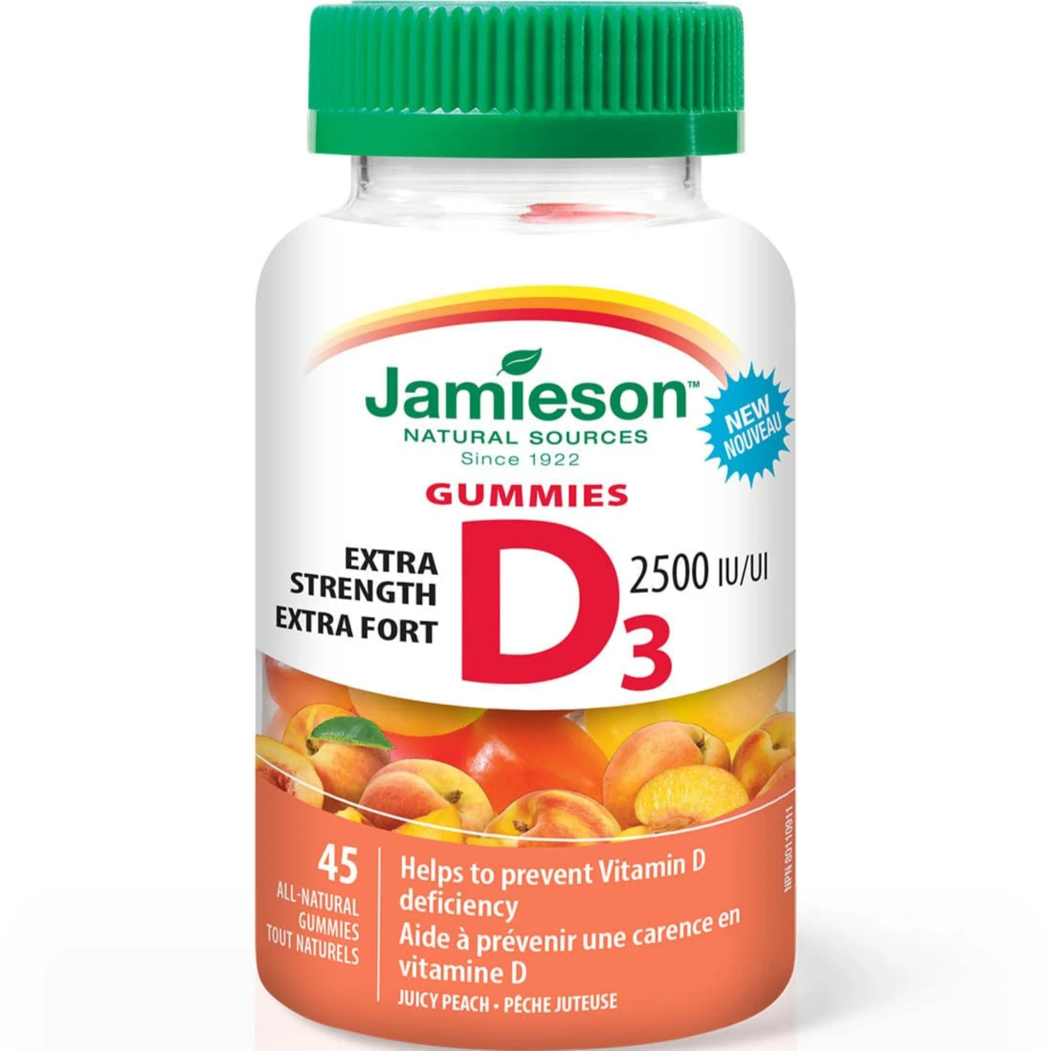 Jamieson Vitamin D3 Extra Strength 2500IU Gummy, 45 Gummies