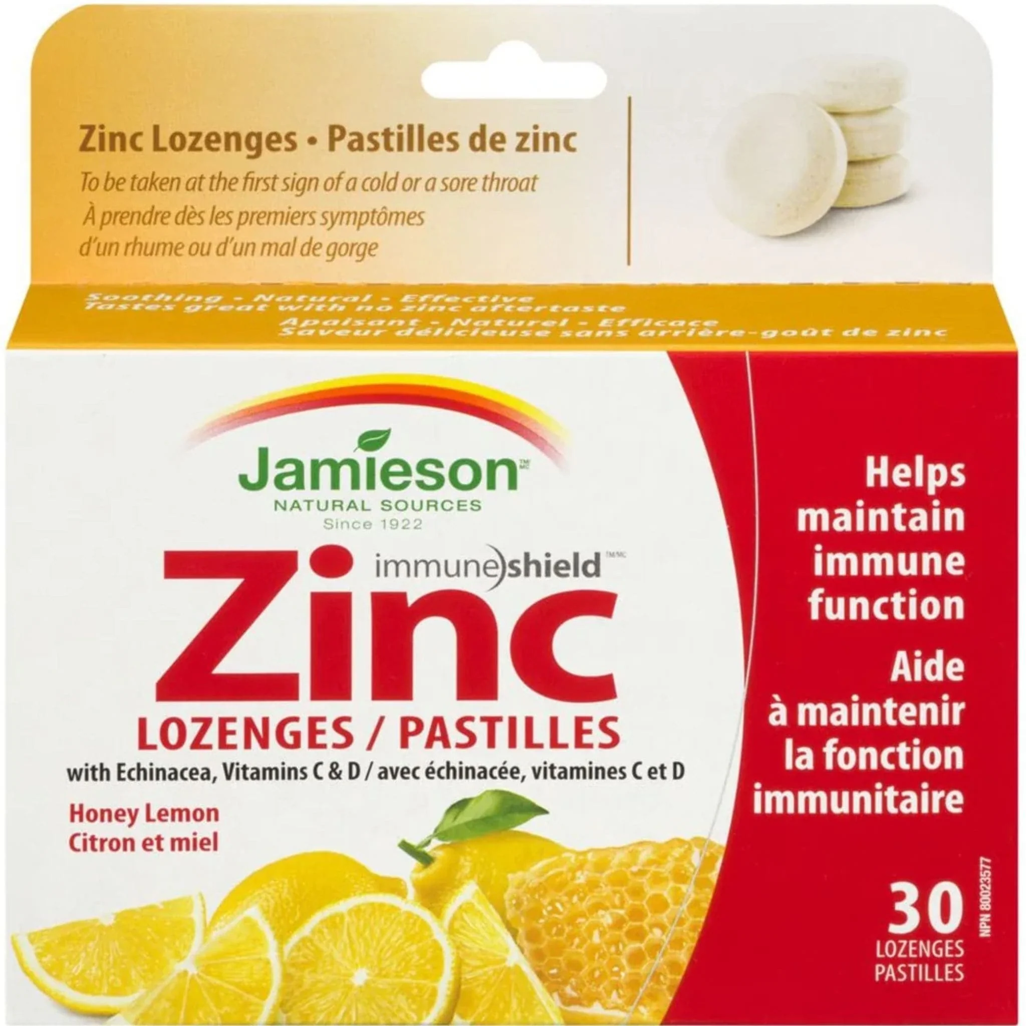 Jamieson Zinc Lozenges with Echinacea, Honey Lemon