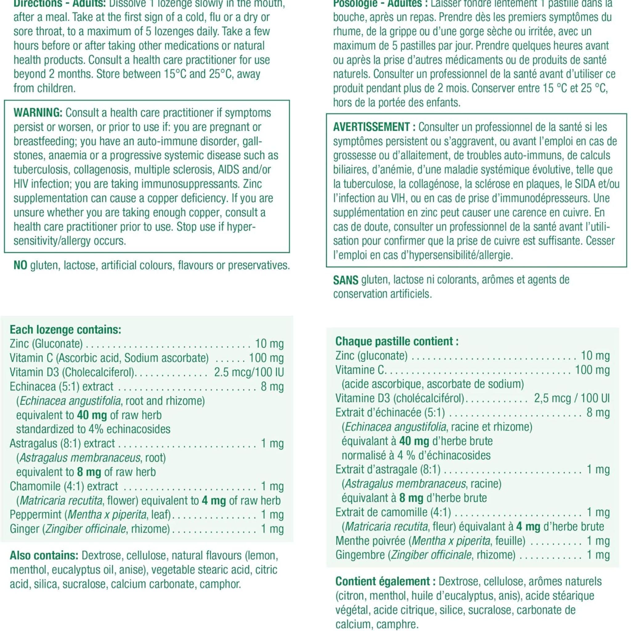 Jamieson Zinc Lozenges with Echinacea, Vitamins C and D, 60 Lozenges - Image 3