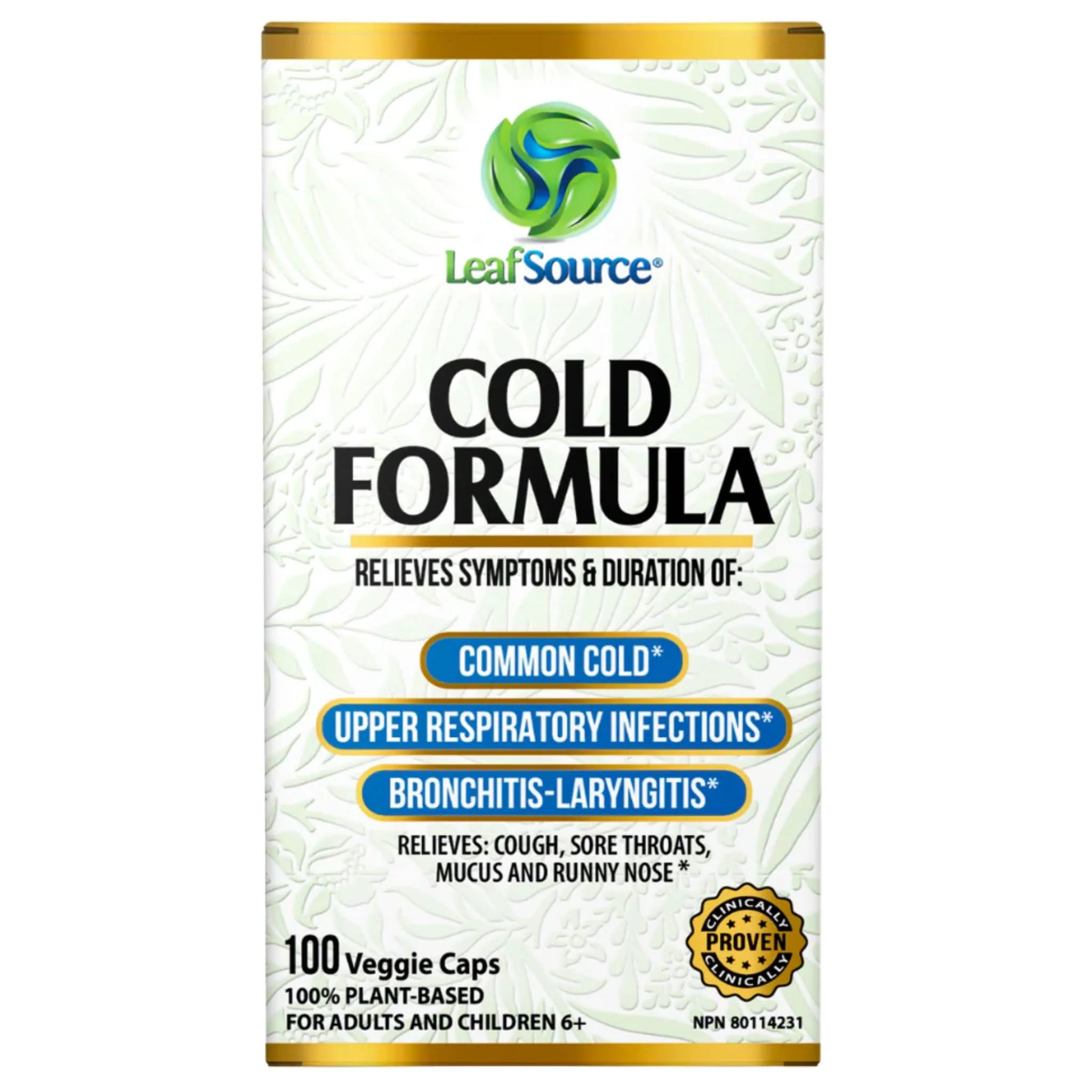 Leaf Source Cold Formula, 100 Vegetable Capsules