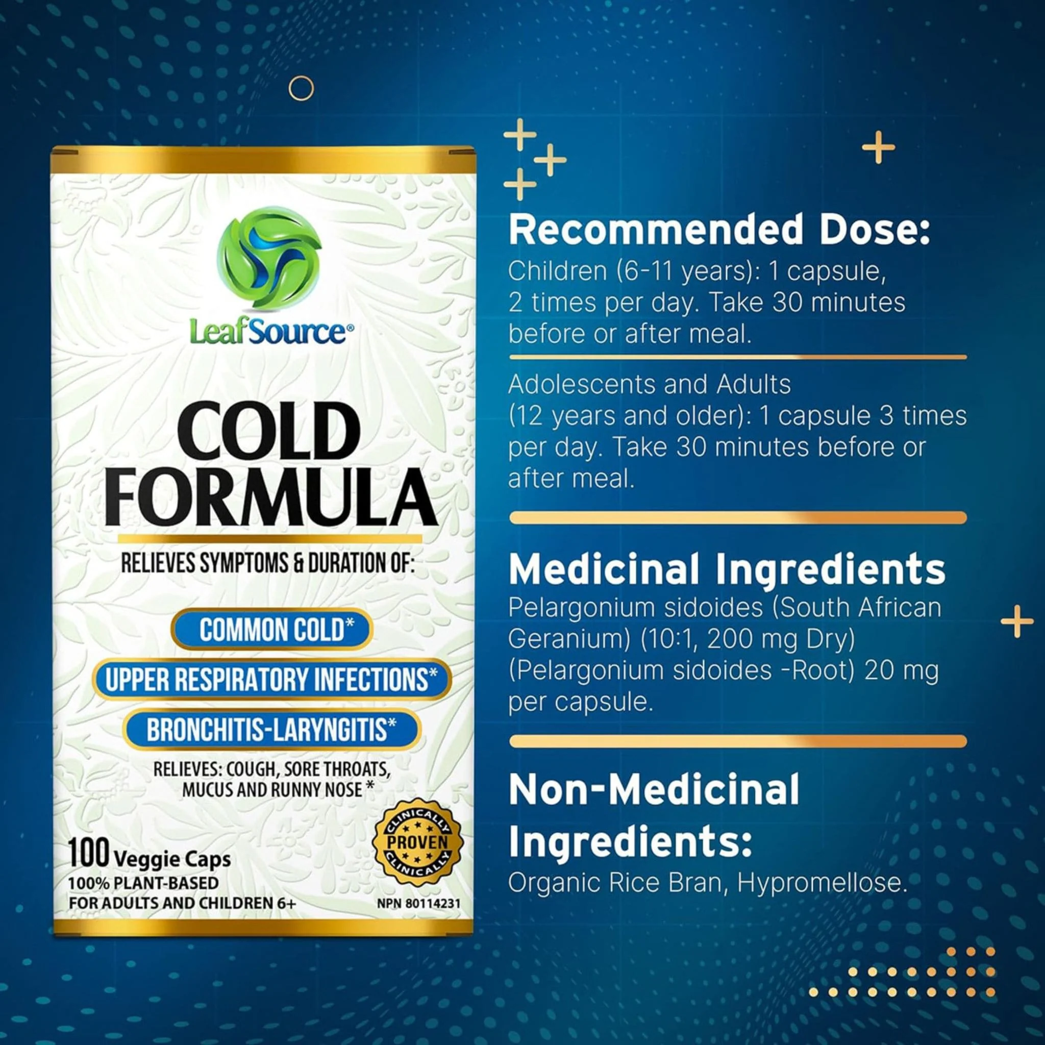 Leaf Source Cold Formula, 100 Vegetable Capsules - Image 3