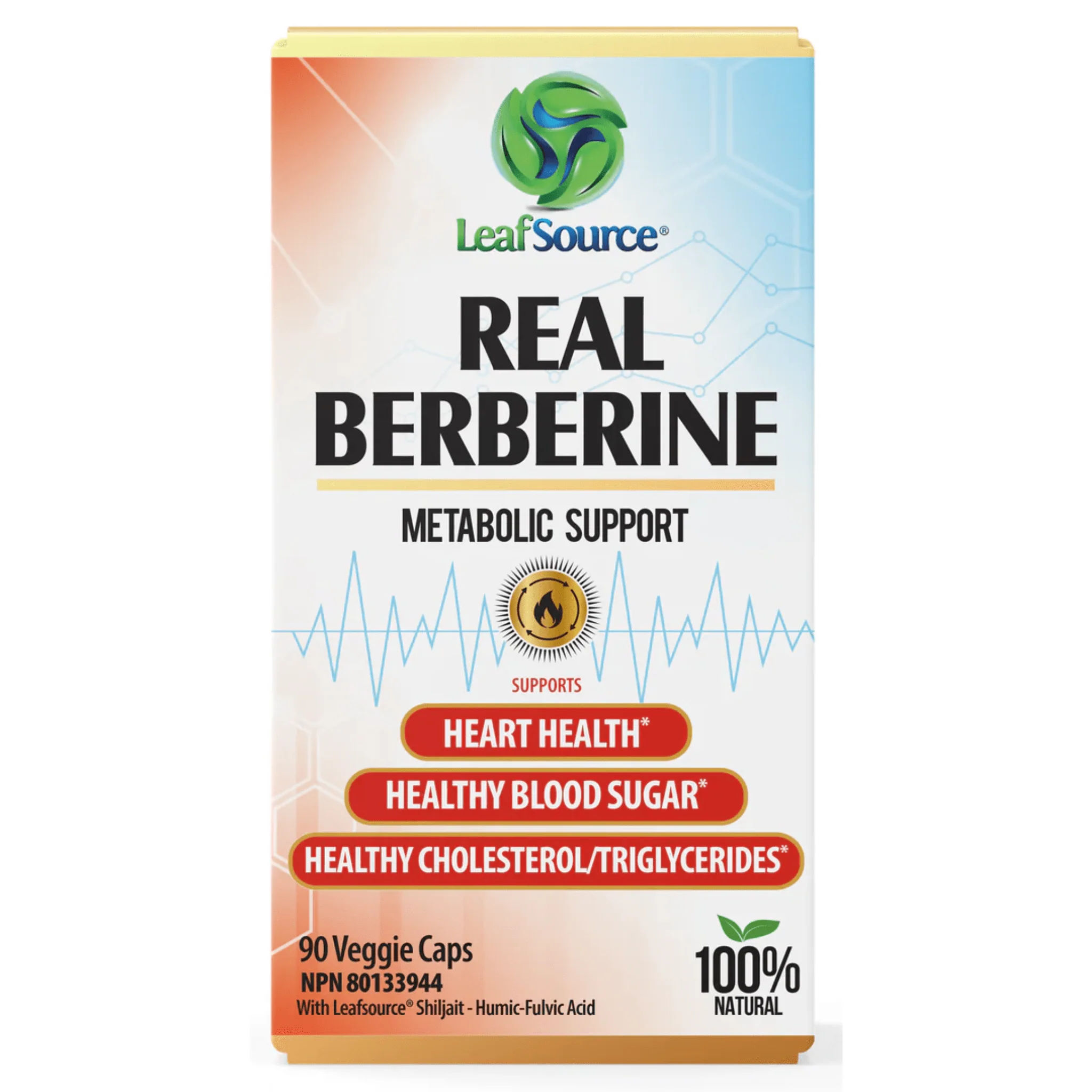 LeafSource Real Berberine 500mg with Shilajit, Fulvic and Humic Acids, Supports Healthy Blood Sugar Levels and Metabolism, 90 Vegetable Capsules