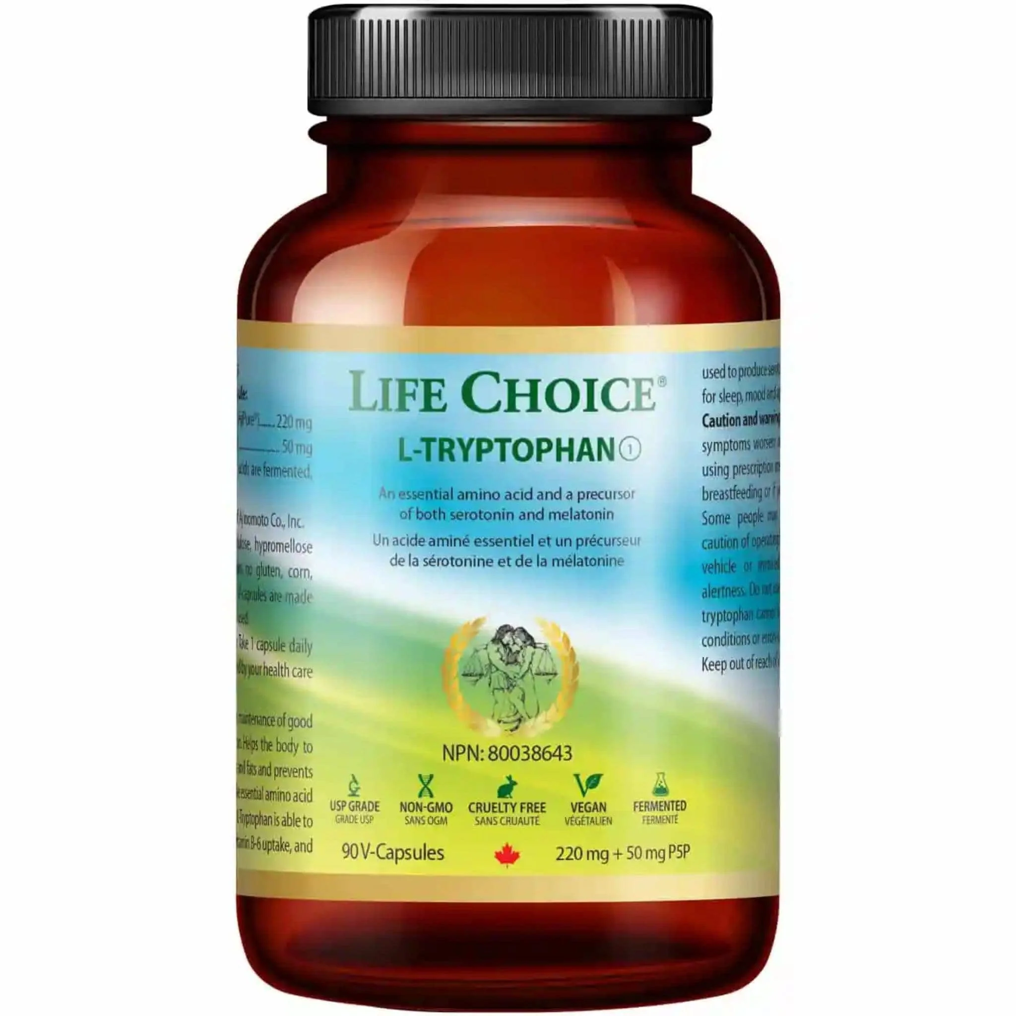 Life Choice L-Tryptophan, 220mg+50mg B-6, 90 V-Capsules - Image 2