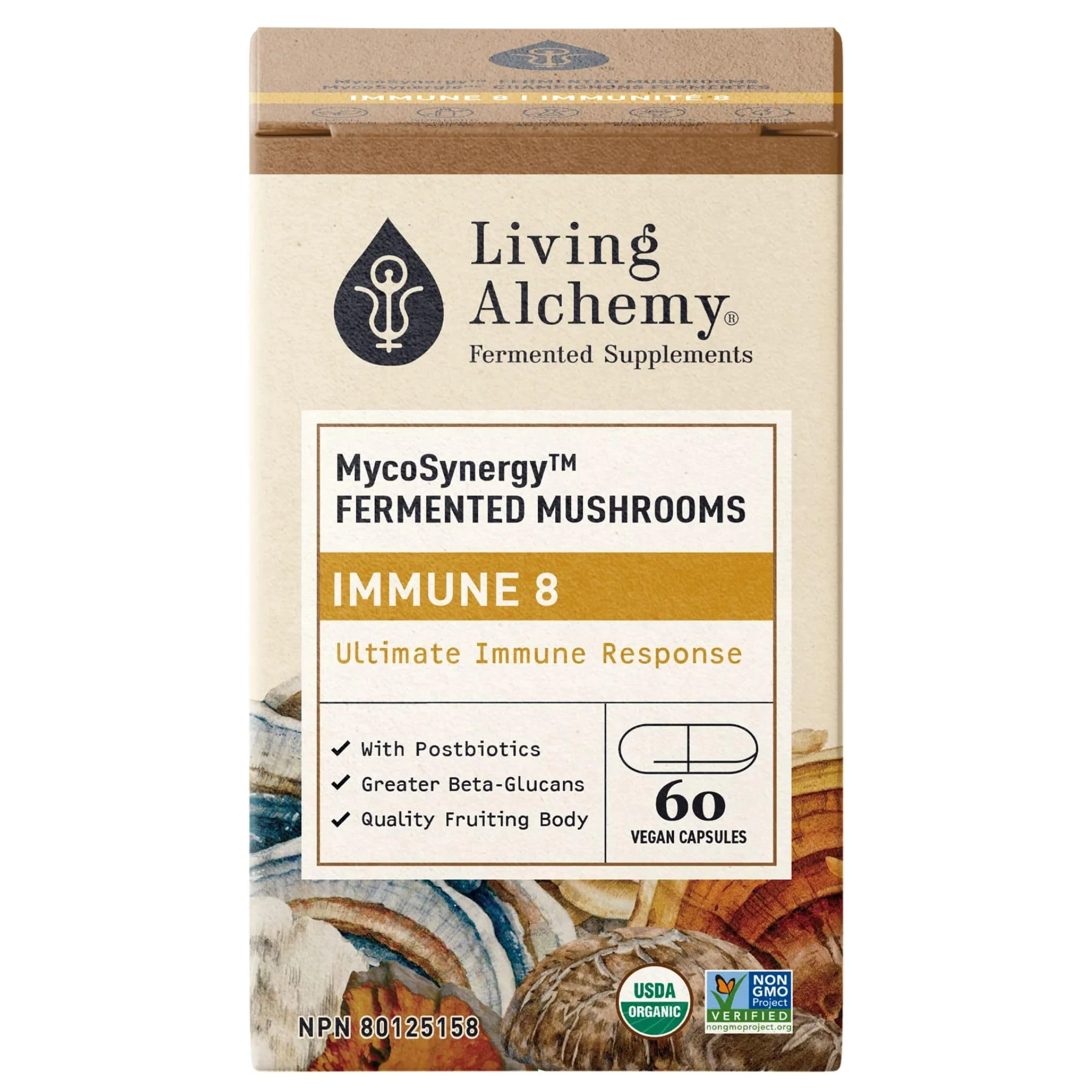 Living Alchemy MycoSynergy Fermented Mushrooms Immune 8, Ultimate Immune Response, 60 Vegetable Capsules - Image 2