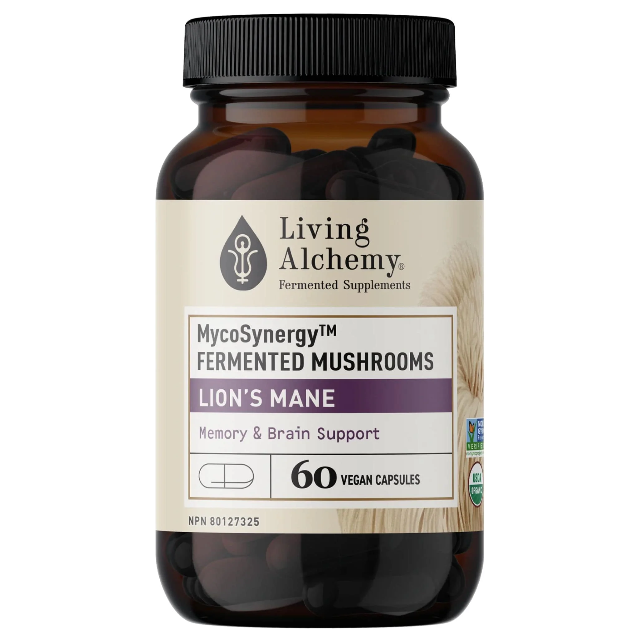 Living Alchemy MycoSynergy Fermented Mushrooms Lion’s Mane, Supports Memory and Brain, 60 Vegetable Capsules - Image 2