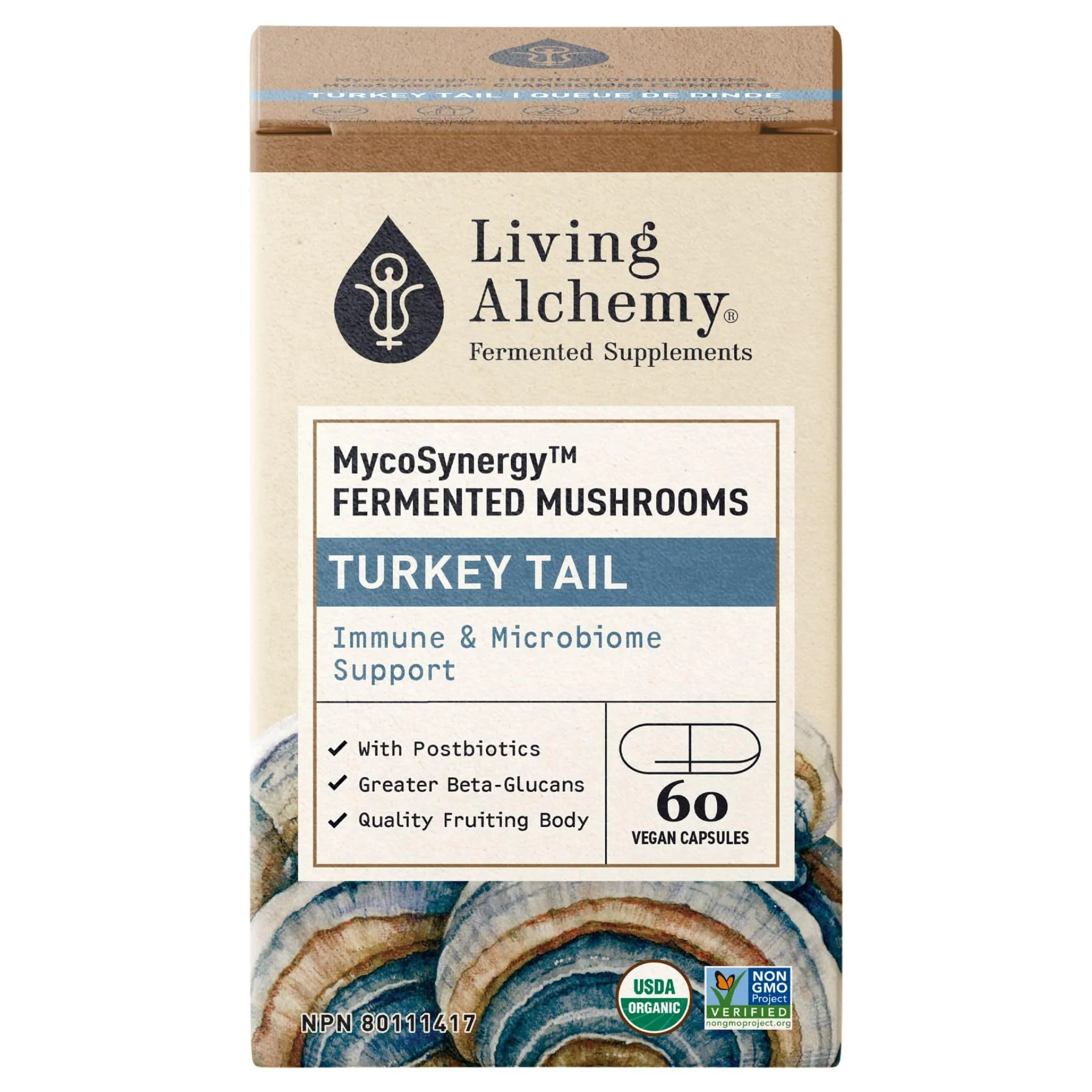 Living Alchemy MycoSynergy Fermented Mushrooms Turkey Tail, Immune and Microbiome Support, 60 Vegetable Capsules - Image 2