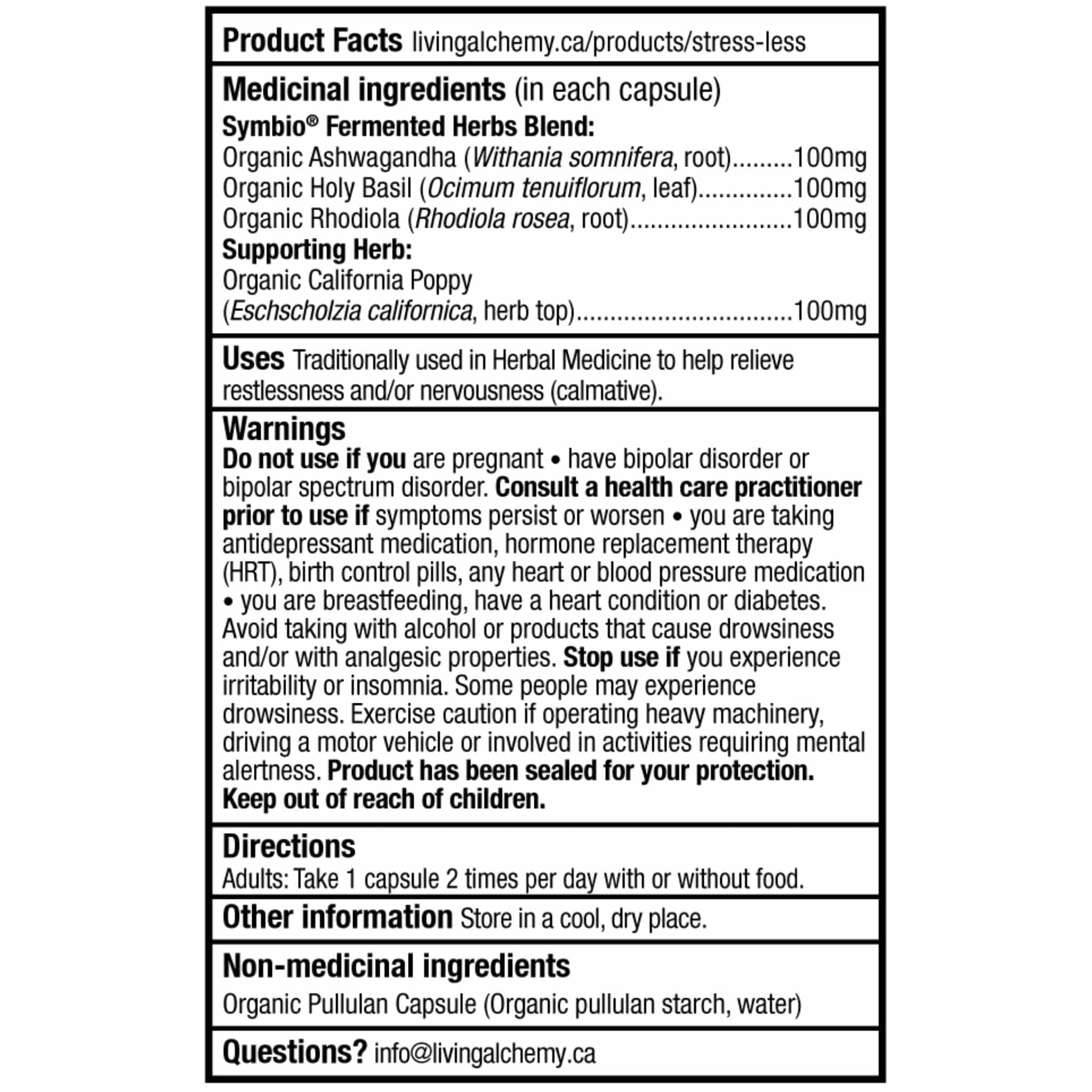 Living Alchemy Stress Less, 60 Capsules - Image 4
