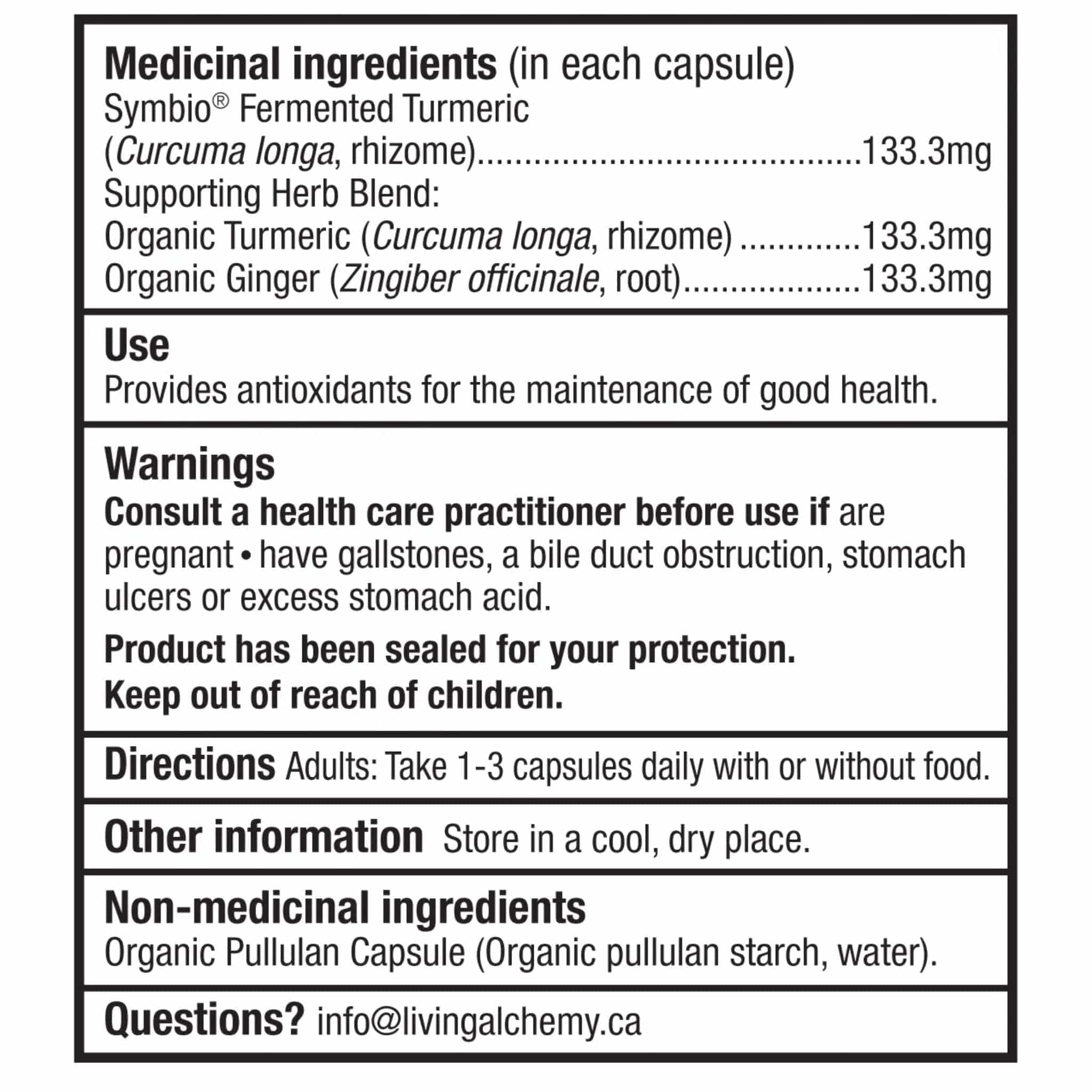 Living Alchemy Turmeric Alive 133.3mg Capsules, Fermented Organic Turmeric with Ginger - Image 2