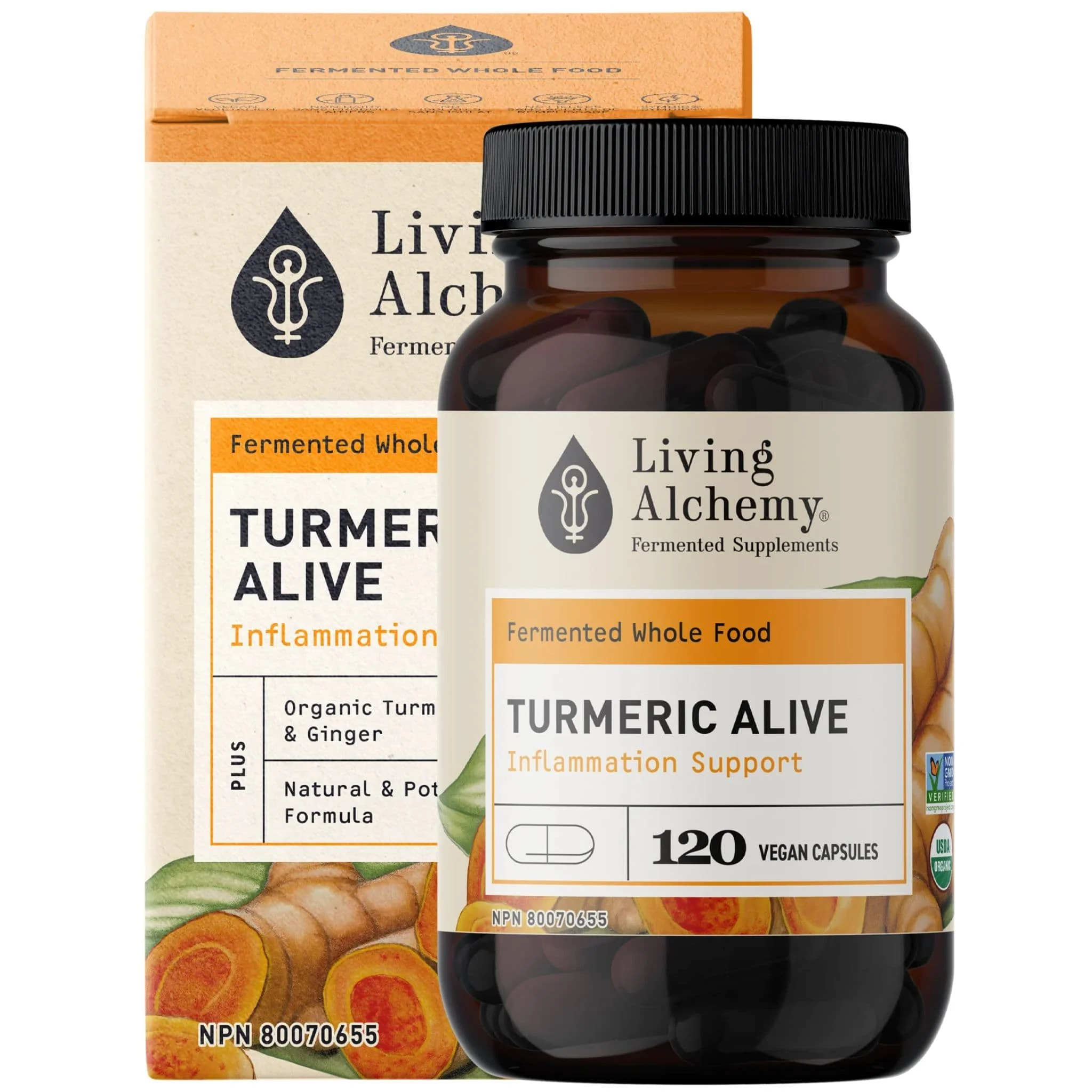 Living Alchemy Turmeric Alive 133.3mg Capsules, Fermented Organic Turmeric with Ginger - Image 3