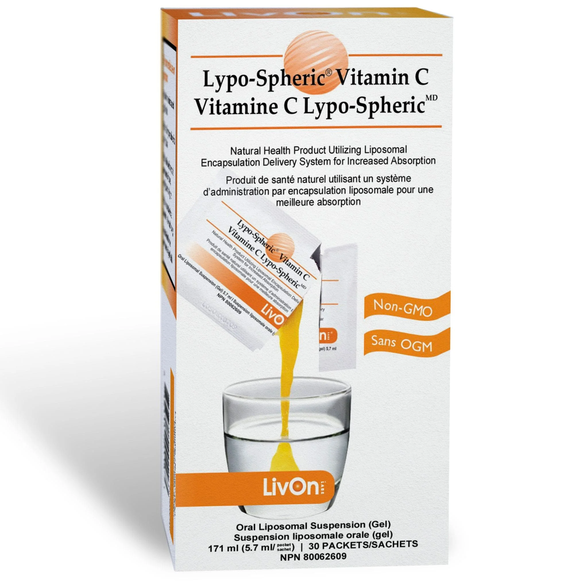 LivOn Lypo-Spheric Vitamin C, Liposomal Vitamin C, 30 Packets