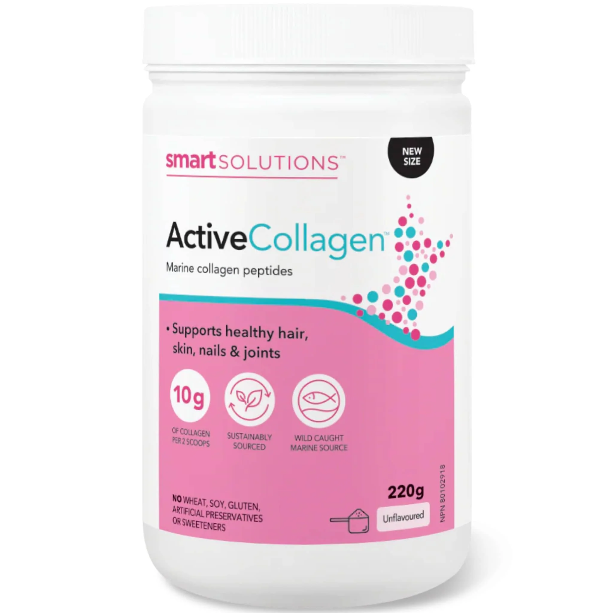 Smart Solutions Active Collagen Powder, Marine Collagen Peptides, 220g (Formerly Lorna Vanderhaeghe Active Collagen Powder)