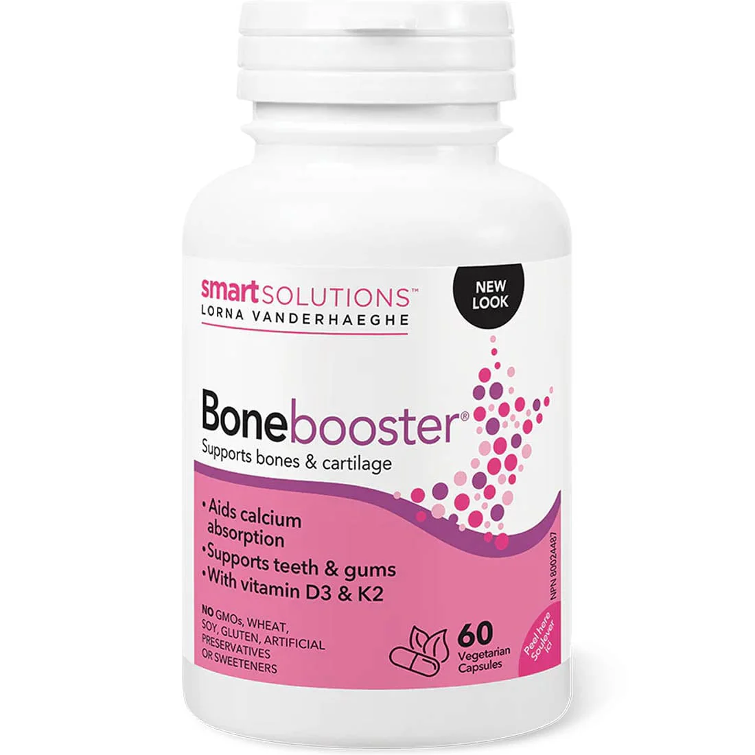 Smart Solutions Bone Booster, Vitamin D3 and K2, Boosts calcium absorption, 60 Capsules