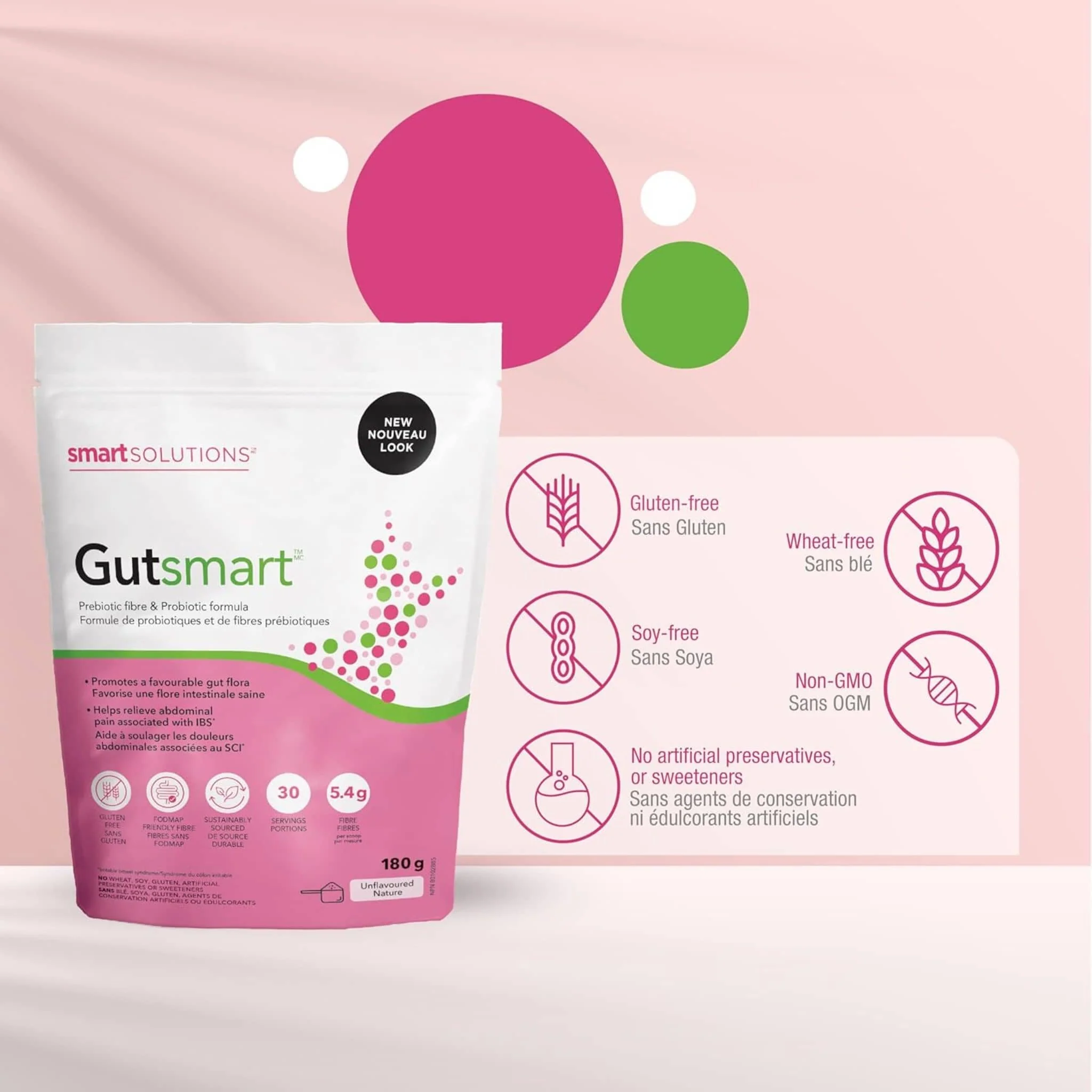 Smart Solutions Gutsmart Prebiotic and Probiotic Powder, Unflavoured, 180g - Image 5