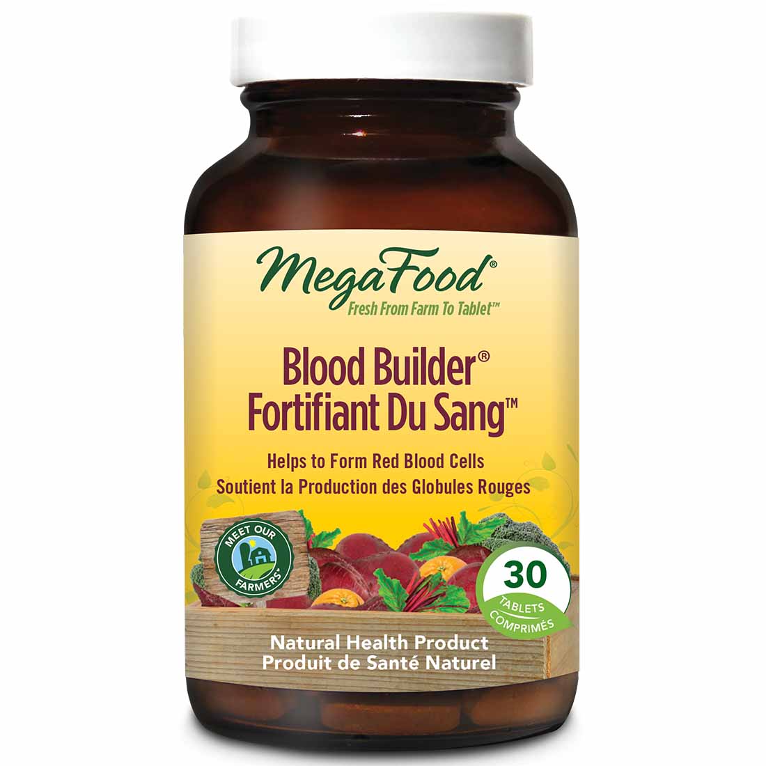 MegaFood Blood Builder, Whole Food Iron Supplement Tablets, Helps Form Red Blood Cells