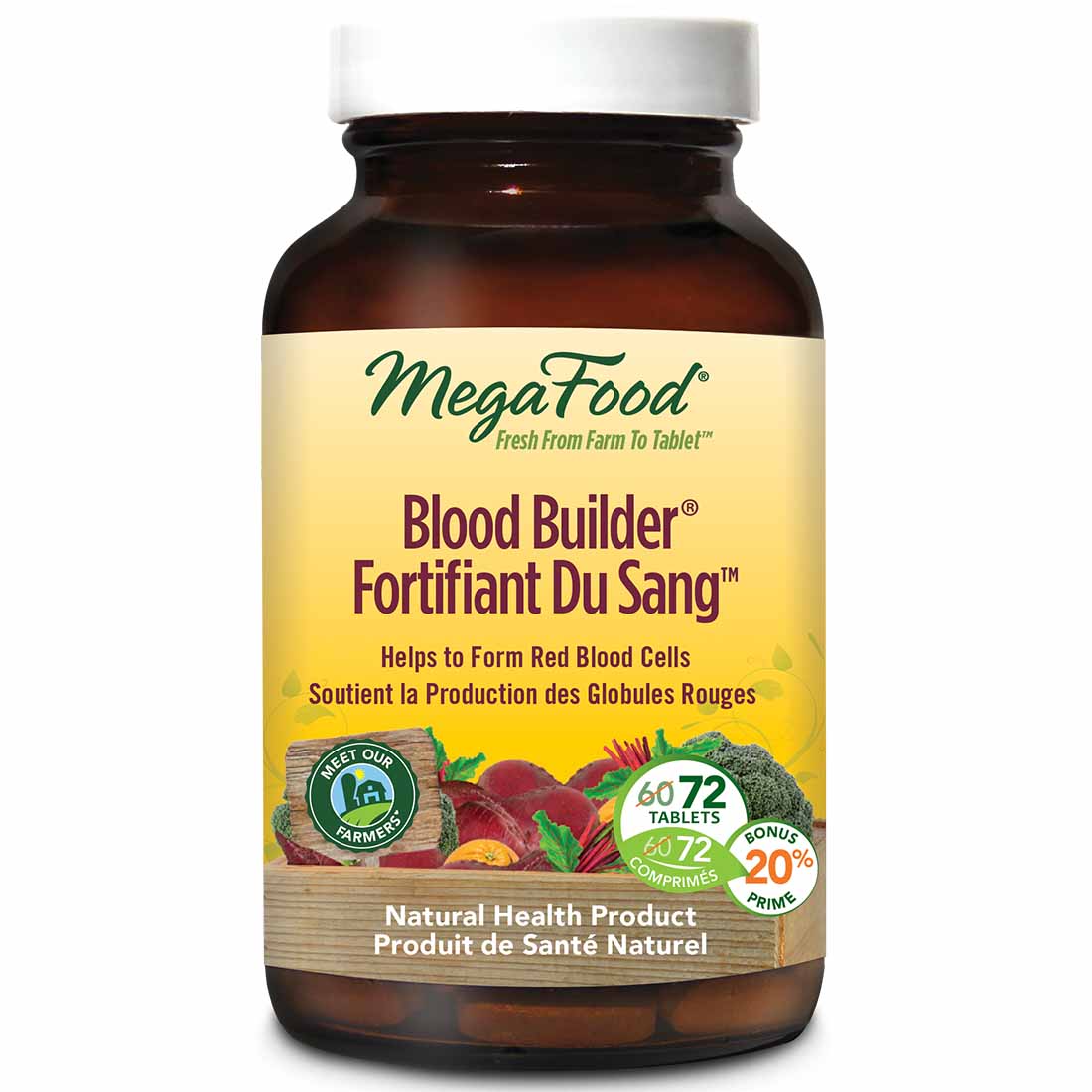 MegaFood Blood Builder, Whole Food Iron Supplement Tablets, Helps Form Red Blood Cells - Image 2