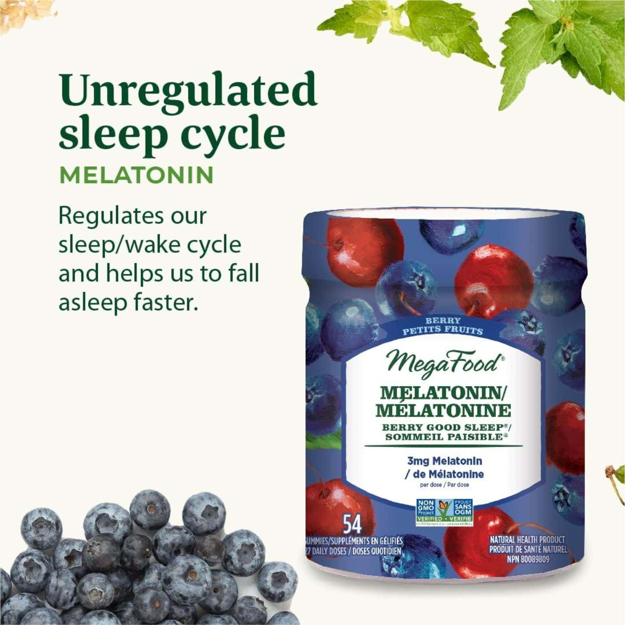 MegaFood Melatonin Gummies, 3mg, Berry Good Sleep, 54 Gummies - Image 2
