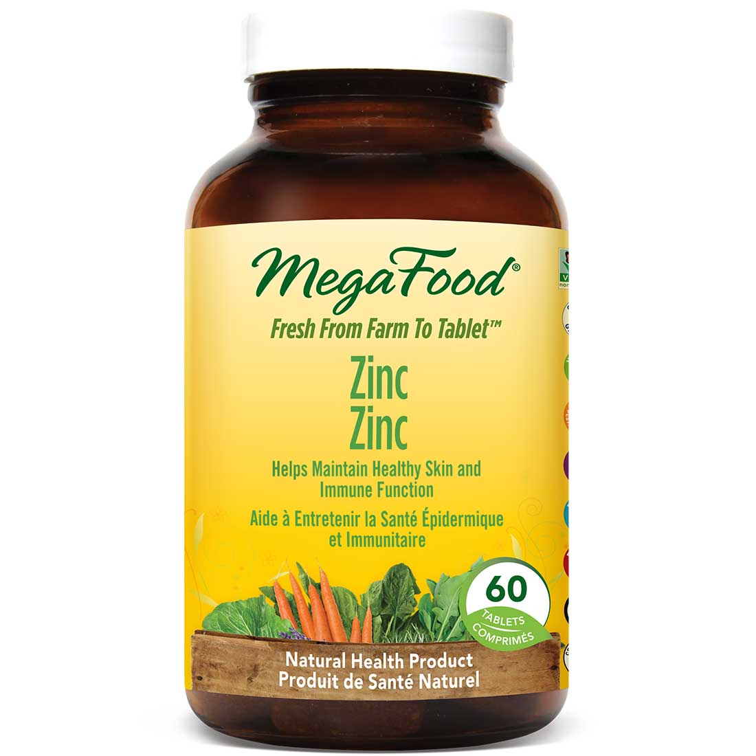 MegaFood Zinc 22.5mg, 60 Tablets