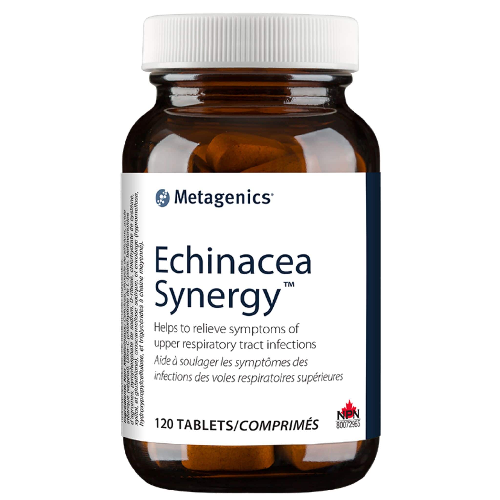 Metagenics Echinacea Synergy With Vitamin C, Niacinamide, Licorice, Ginger and Perilla, Helps to Relieve Symptoms of Upper Respiratory Tract Infections 120 Tablets CLEARANCE 75% Off Exp 3/26 Final Sale