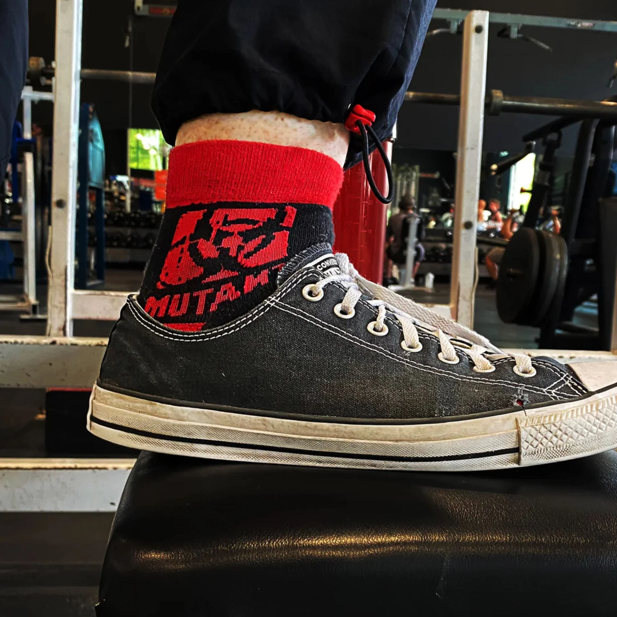 Mutant Quarter Length Gym Socks, Red & Black, Leave Humanity Behind - Image 5