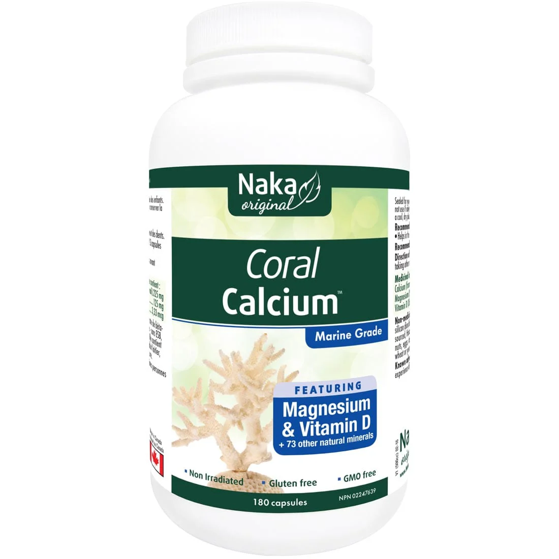 Naka Herbs Coral Calcium Capsules, Highly Absorbable, Okinawa Japen Sourced, Plus Magnesium, Vitamin D, Enzymes and Trace Minerals, 180 Capsules