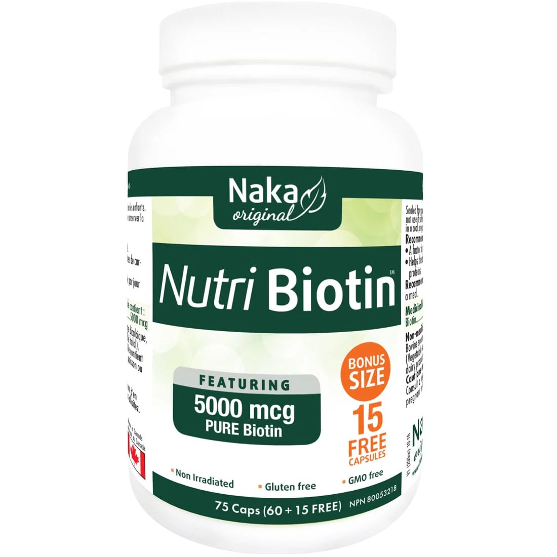 Naka Herbs Nutri Biotin 5000mcg, 75 Capsules - Image 2