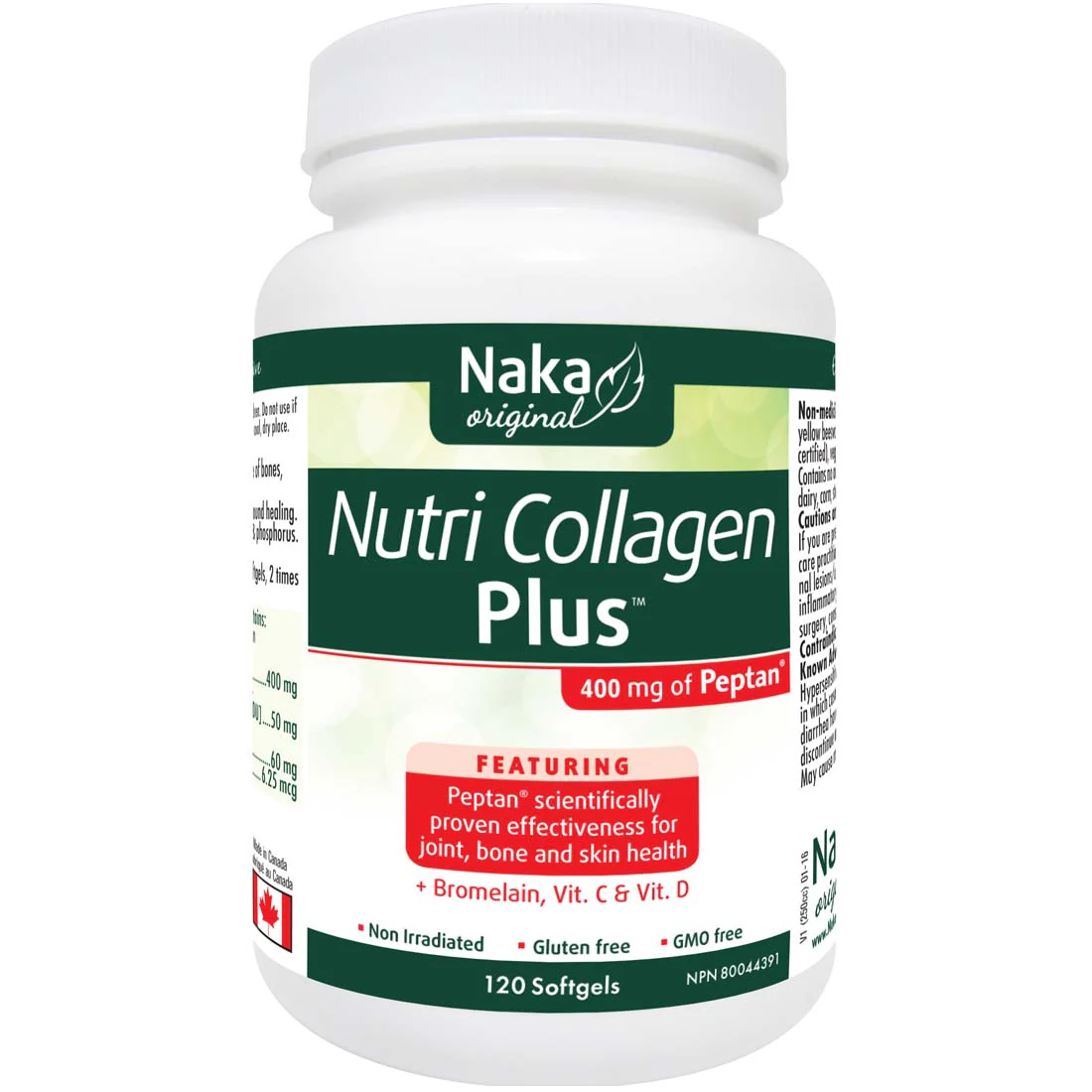 Naka Herbs Nutri Collagen Plus 400mg of Peptan Collagen, 120 Softgels - Image 2
