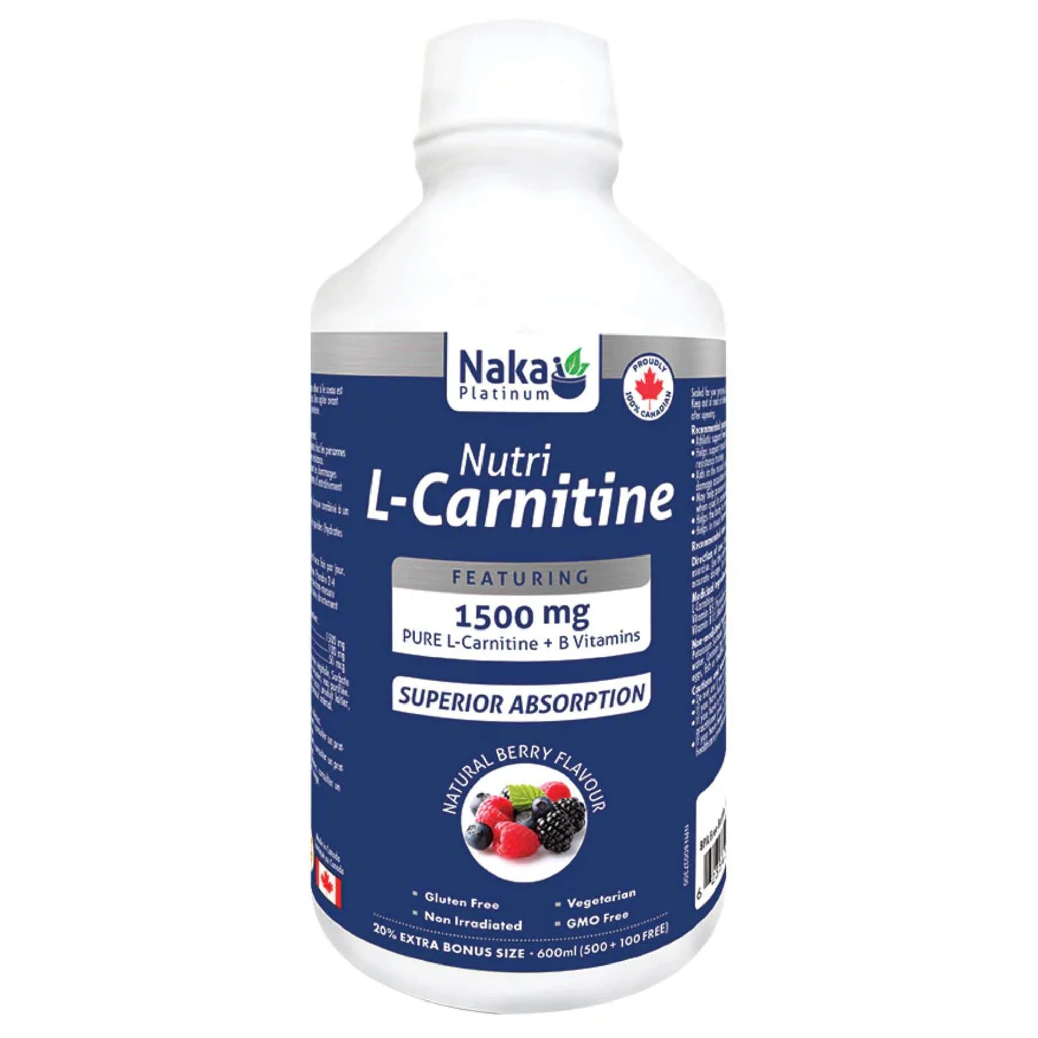Naka Platinum Nutri L-Carnitine Plus, Liquid L-Carnitine, 600ml
