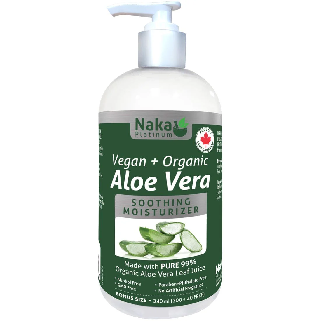 Naka Platinum Aloe Vera Gel Moisturizer Vegan + Organic (Made with 99% Pure Aloe Leaf Juice), 120-340ml - Image 4