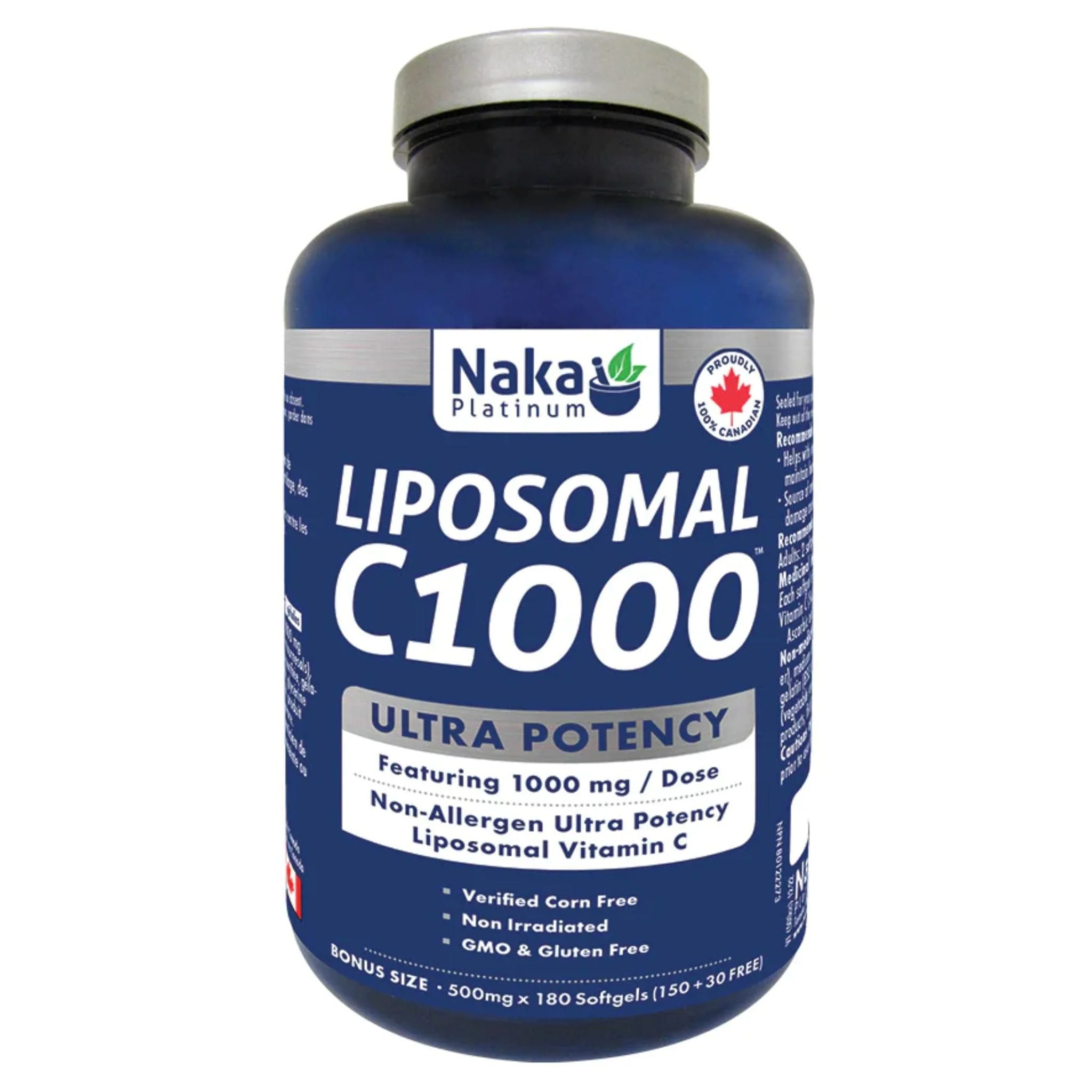 Naka Platinum Liposomal Vitamin C 500mg Softgels Buffered Vitamin C, C1000 Softgels
