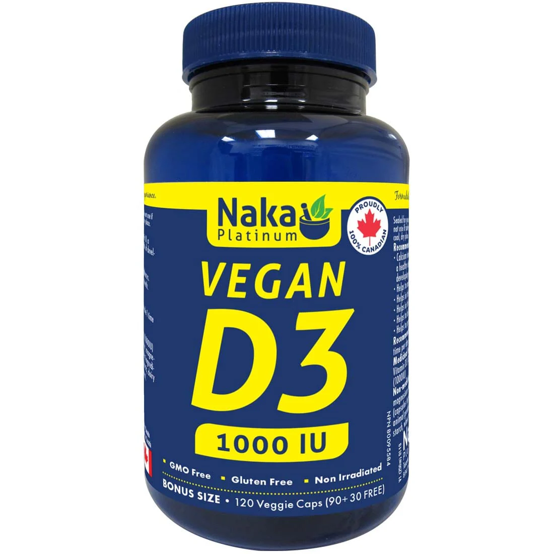 Naka Herbs Platinum Vegan D3 Capsules, Natural Algae Vitamin D3, Lanolin Free, 120 Capsules - Image 2