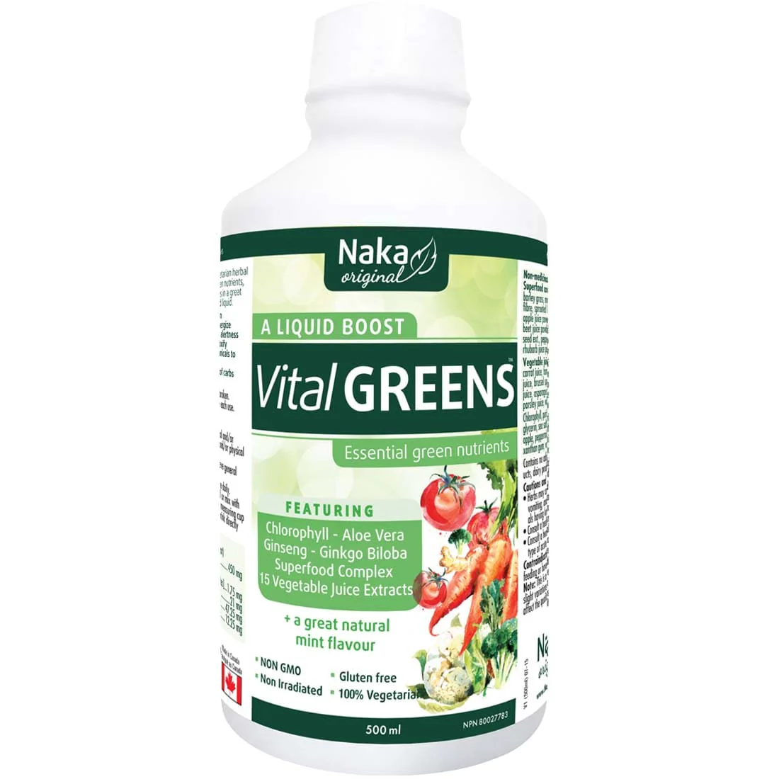 Naka Herbs Vital Greens Liquid Greens, Energy Boost, 15 Pure vegetable juice extracts Plus Chlorophyll, aloe vera, ginseng, ginkgo biloba, and much more - Image 2