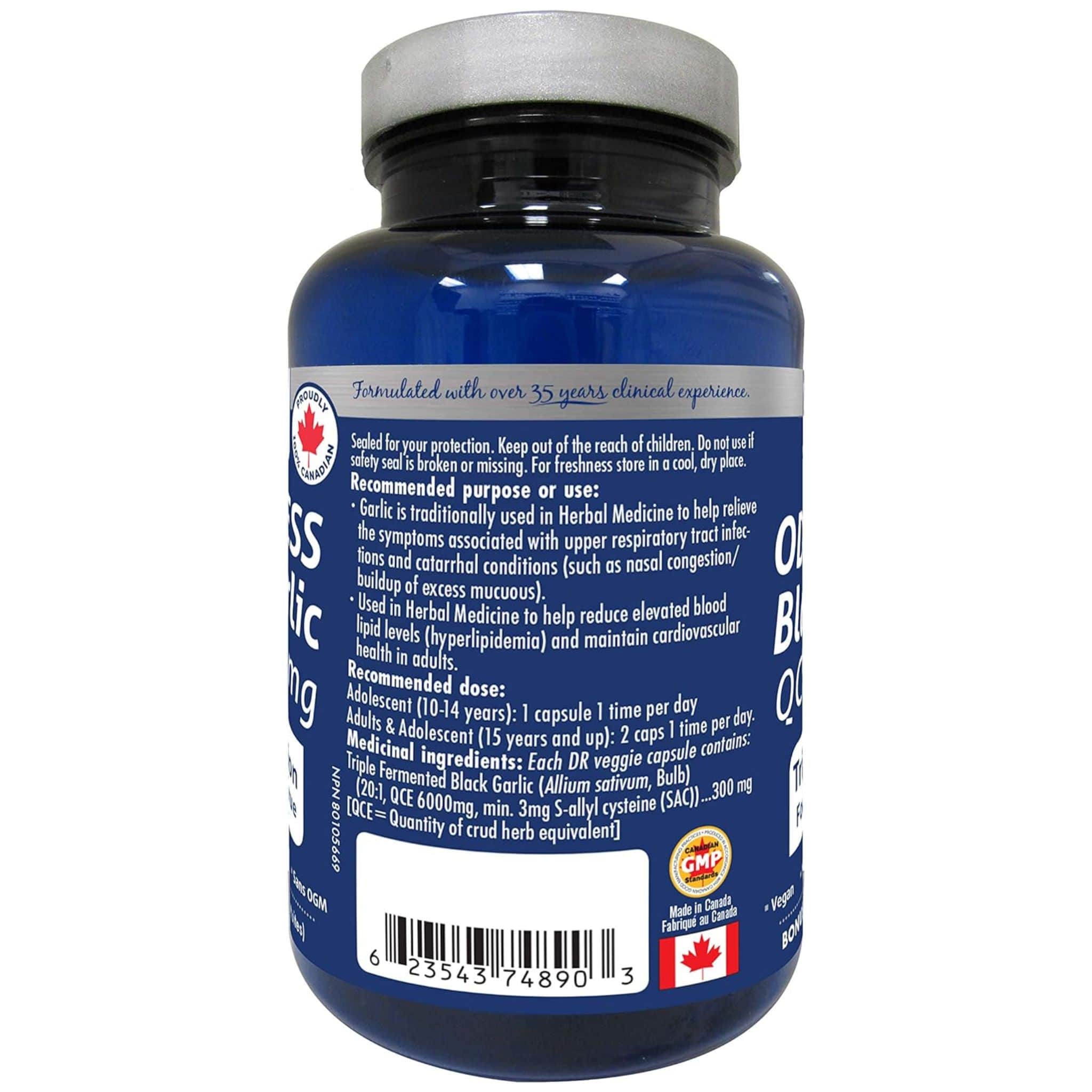 Naka Platinum Odourless Black Garlic, Triple Fermented QCE 6000mg, 75 Delayed Release Capsules - Image 2