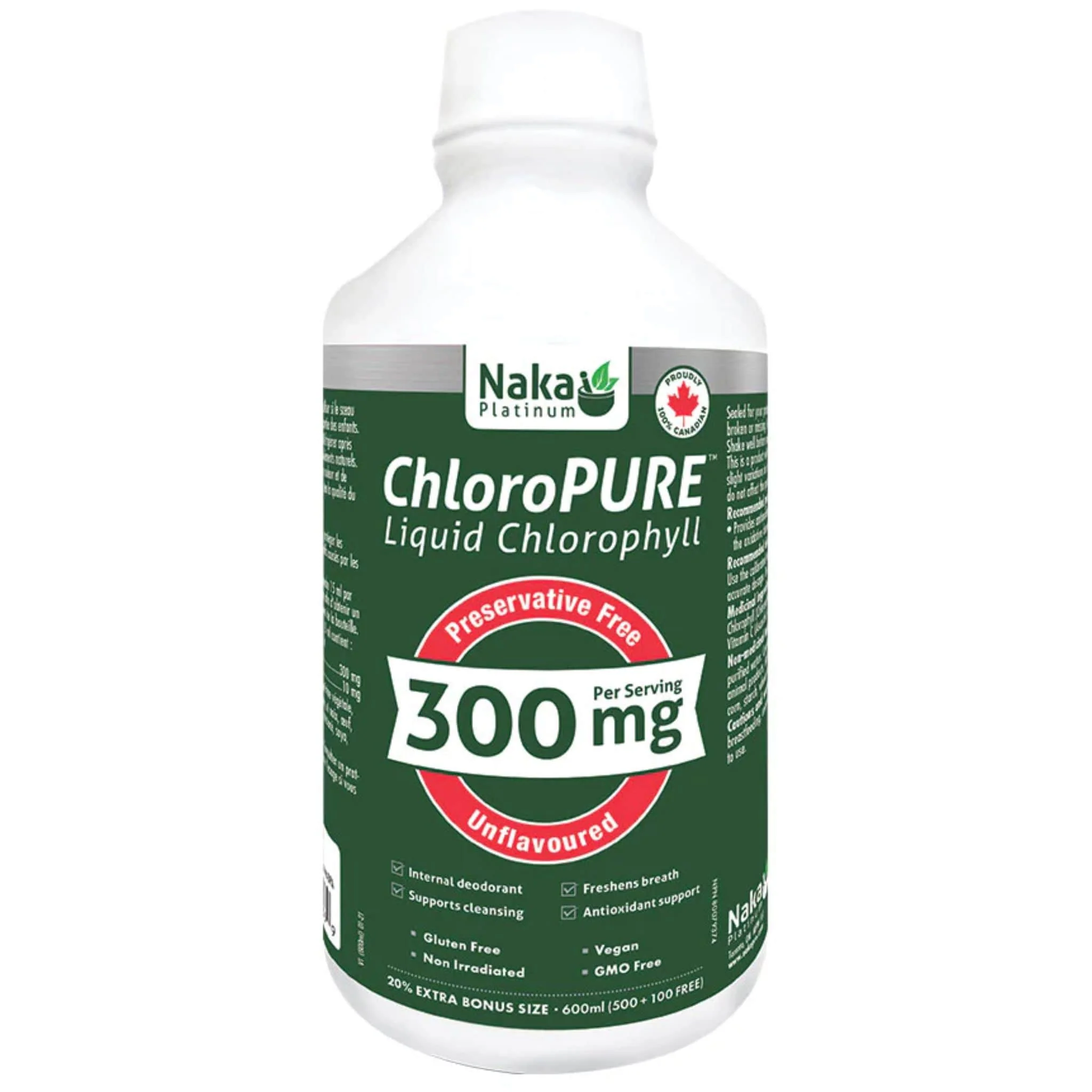 Naka Platinum ChloroPURE Liquid Chlorophyll 300mg, Antioxidant and Detox Support, 600ml