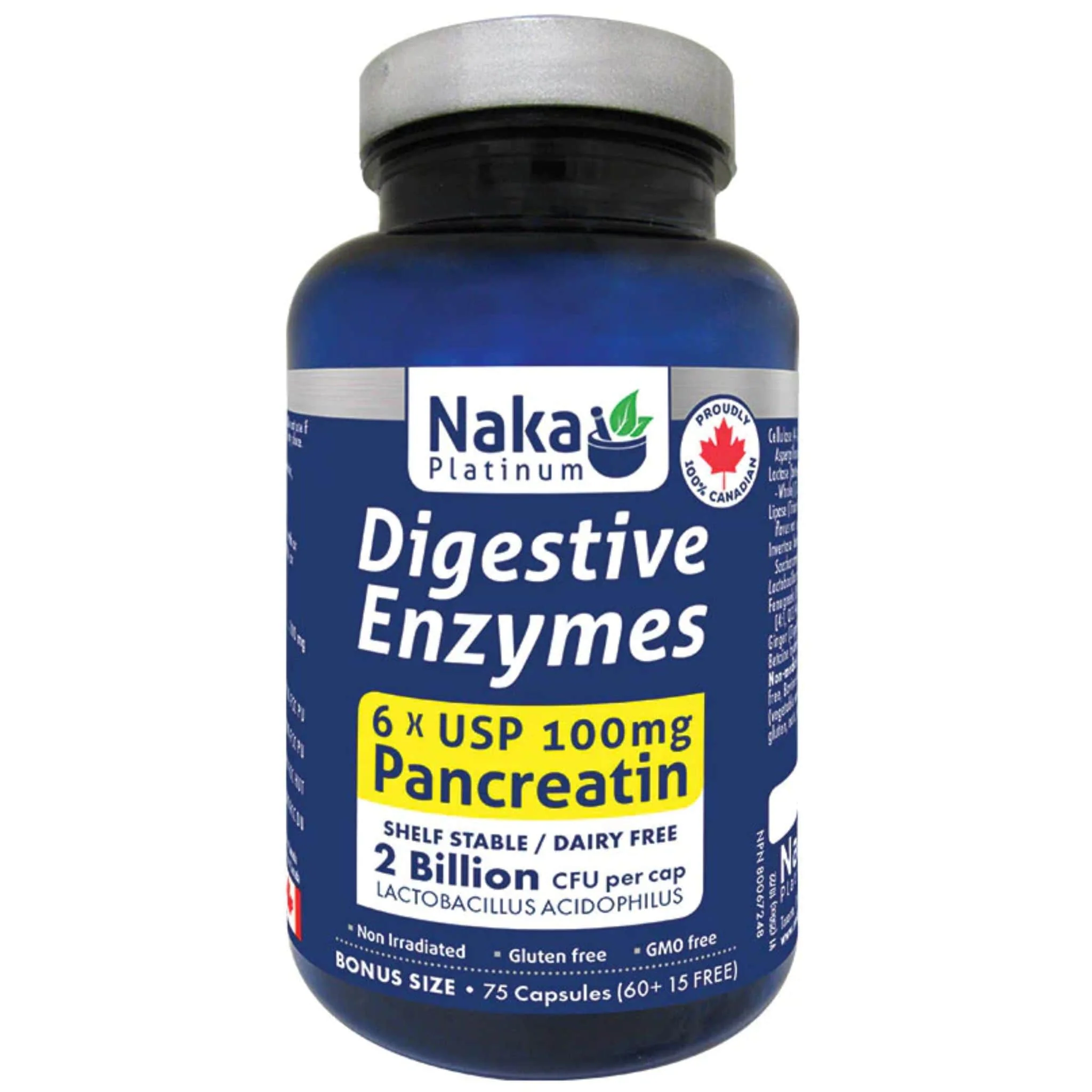 Naka Platinum Digestive Enzymes, 75 Vegetable Capsules