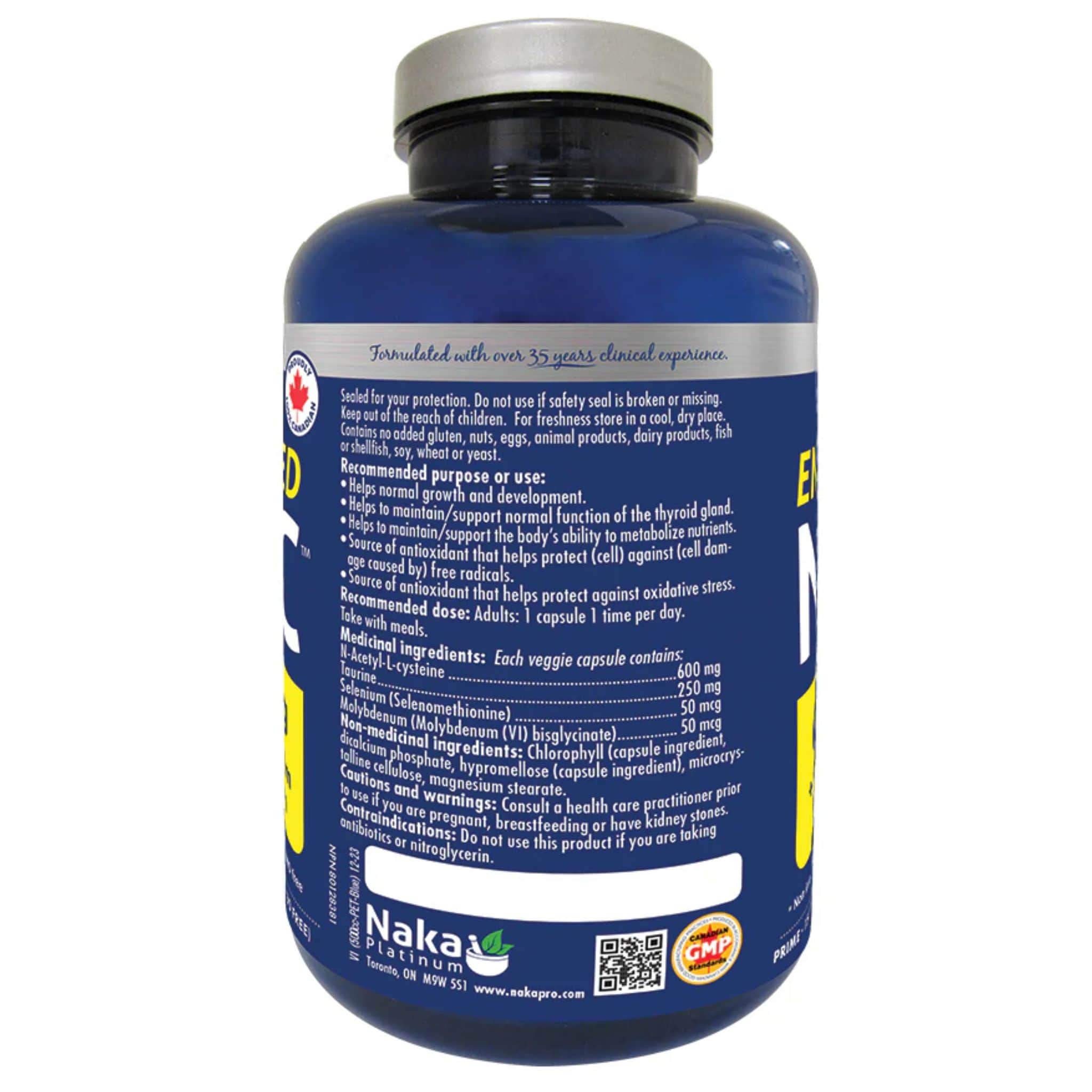 Naka Platinum Enhanced NAC 600mg with Taurine, Selenium and Molybdenum, 75 Vegetable Capsules - Image 2