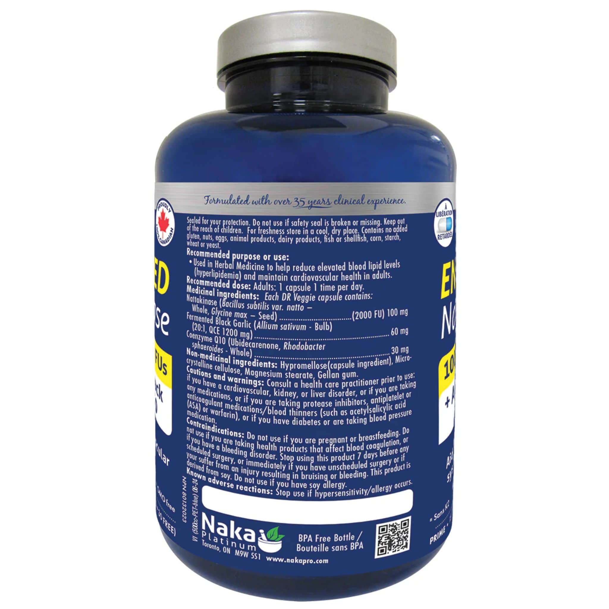 Naka Platinum Enhanced Nattokinase, Supports Cardiovascular Health, 75-150 Delayed Release Vegetable Capsules - Image 2
