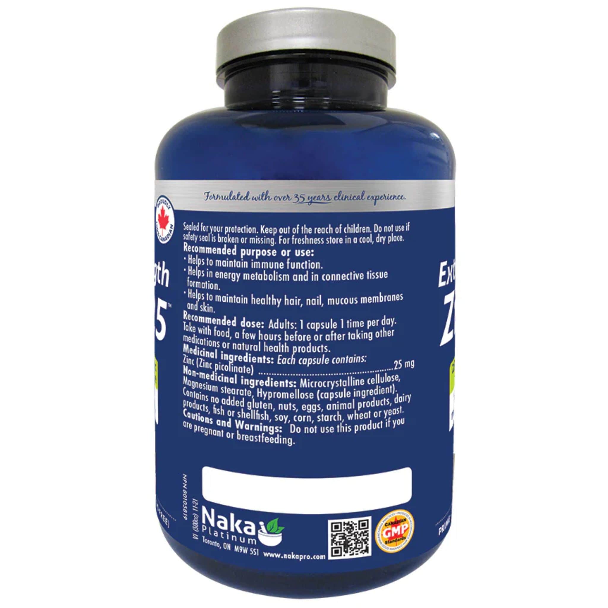 Naka Platinum Extra Strength Zinc 25, Supports Immune Health and Energy Metabolism, 120 Vegetable Capsules - Image 2