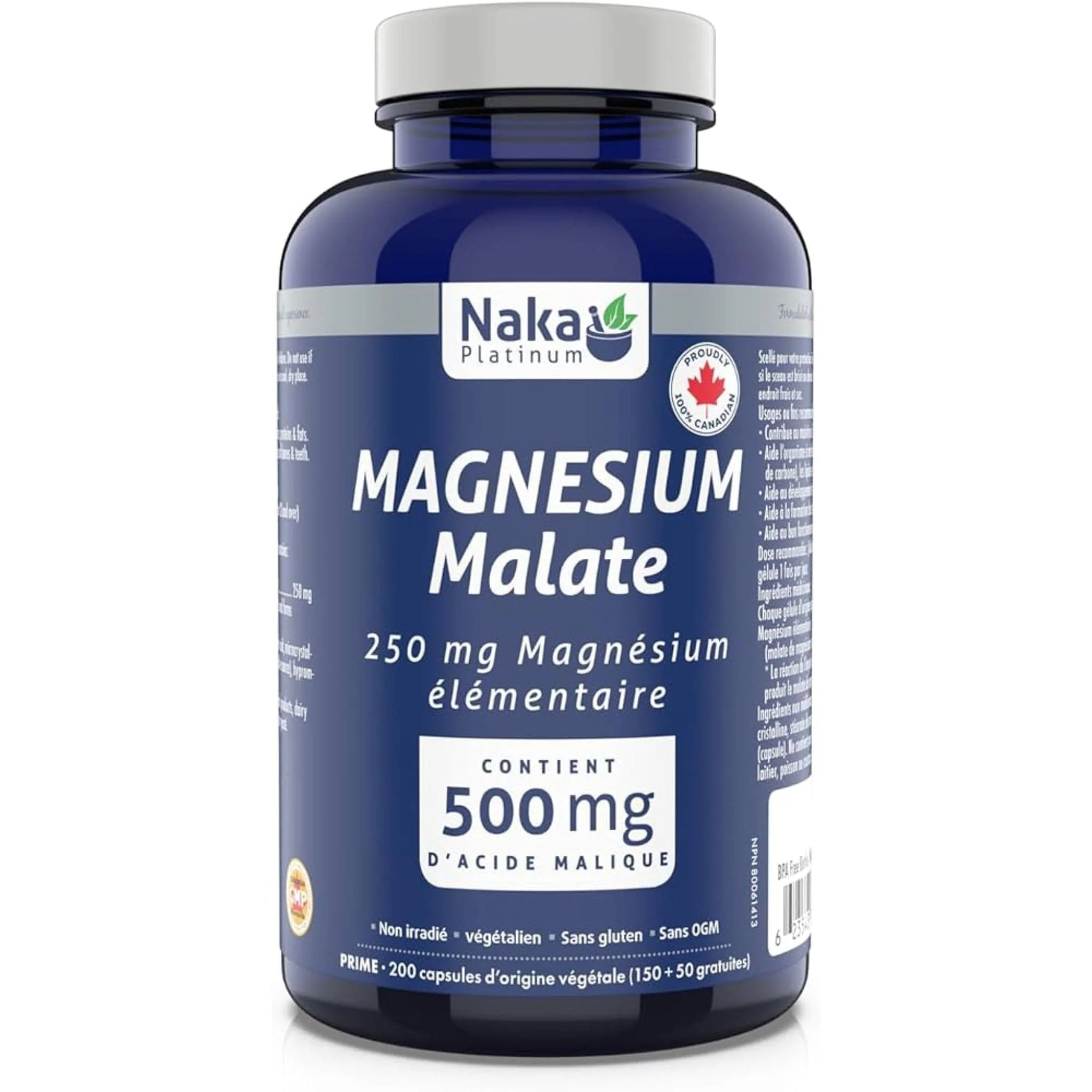 Naka Platinum Magnesium Malate 250mg, 200 Vegetable Capsules - Image 2