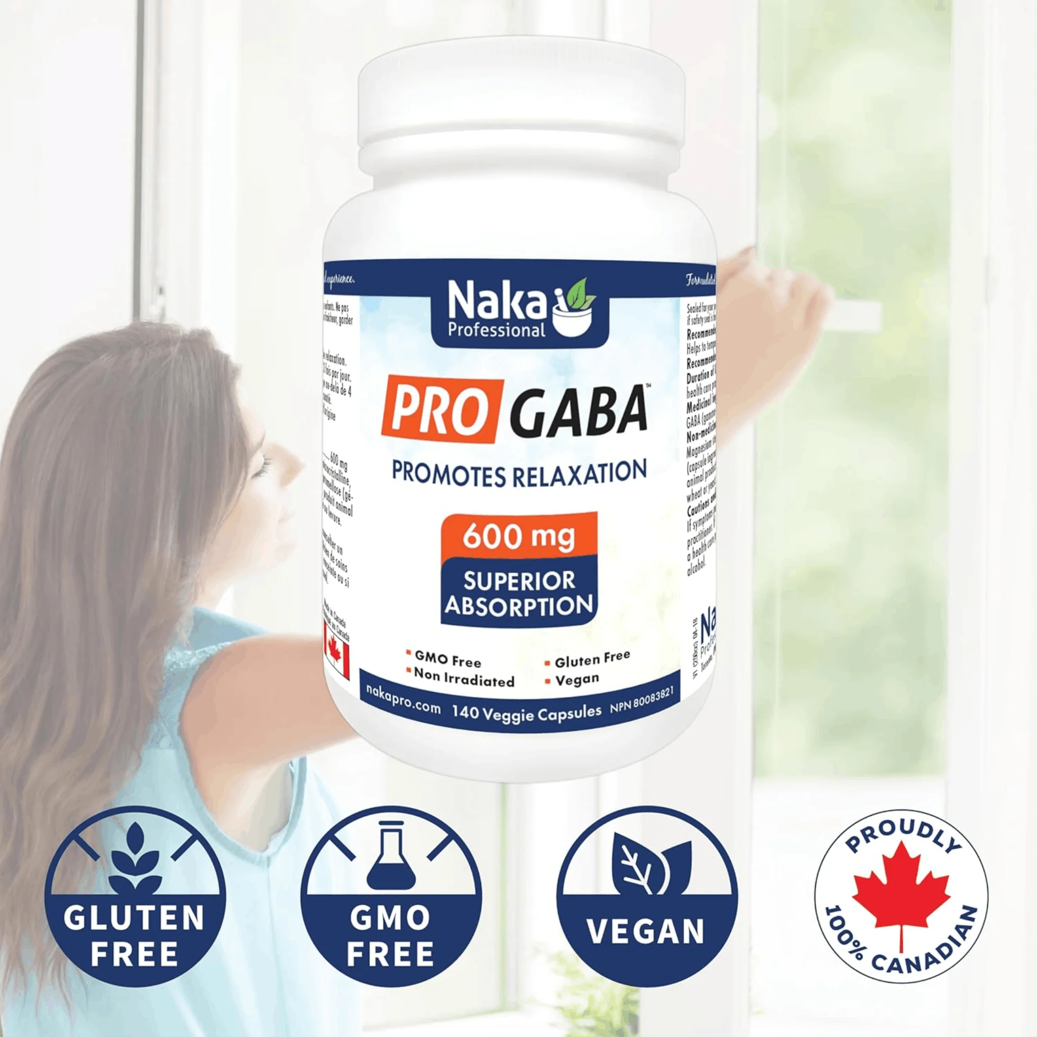 Naka Platinum Pro GABA 600mg, Supports Relaxation and Helps to Calm Nervous System, 140 Vegetable Capsules - Image 4