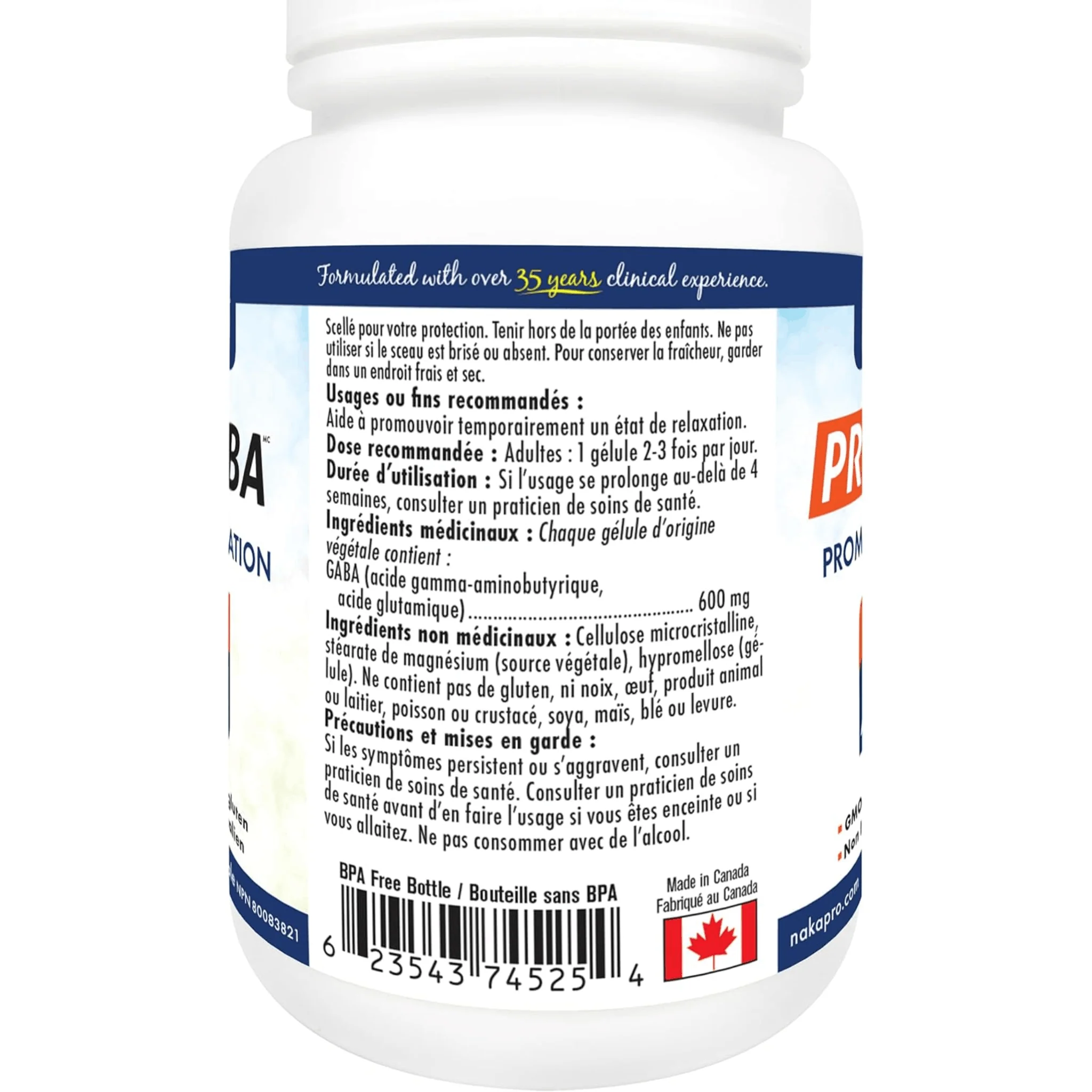 Naka Platinum Pro GABA 600mg, Supports Relaxation and Helps to Calm Nervous System, 140 Vegetable Capsules - Image 5