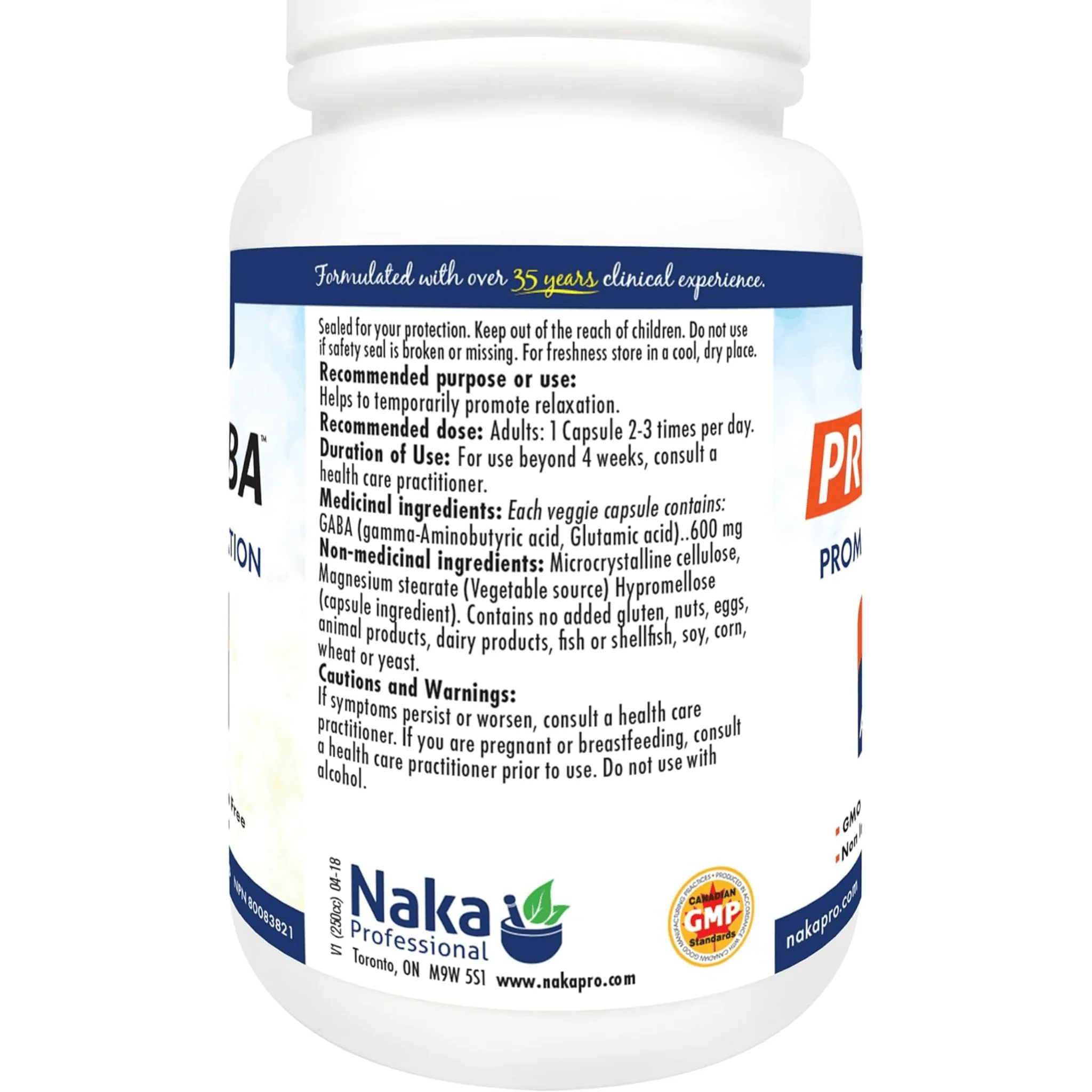 Naka Platinum Pro GABA 600mg, Supports Relaxation and Helps to Calm Nervous System, 140 Vegetable Capsules - Image 6