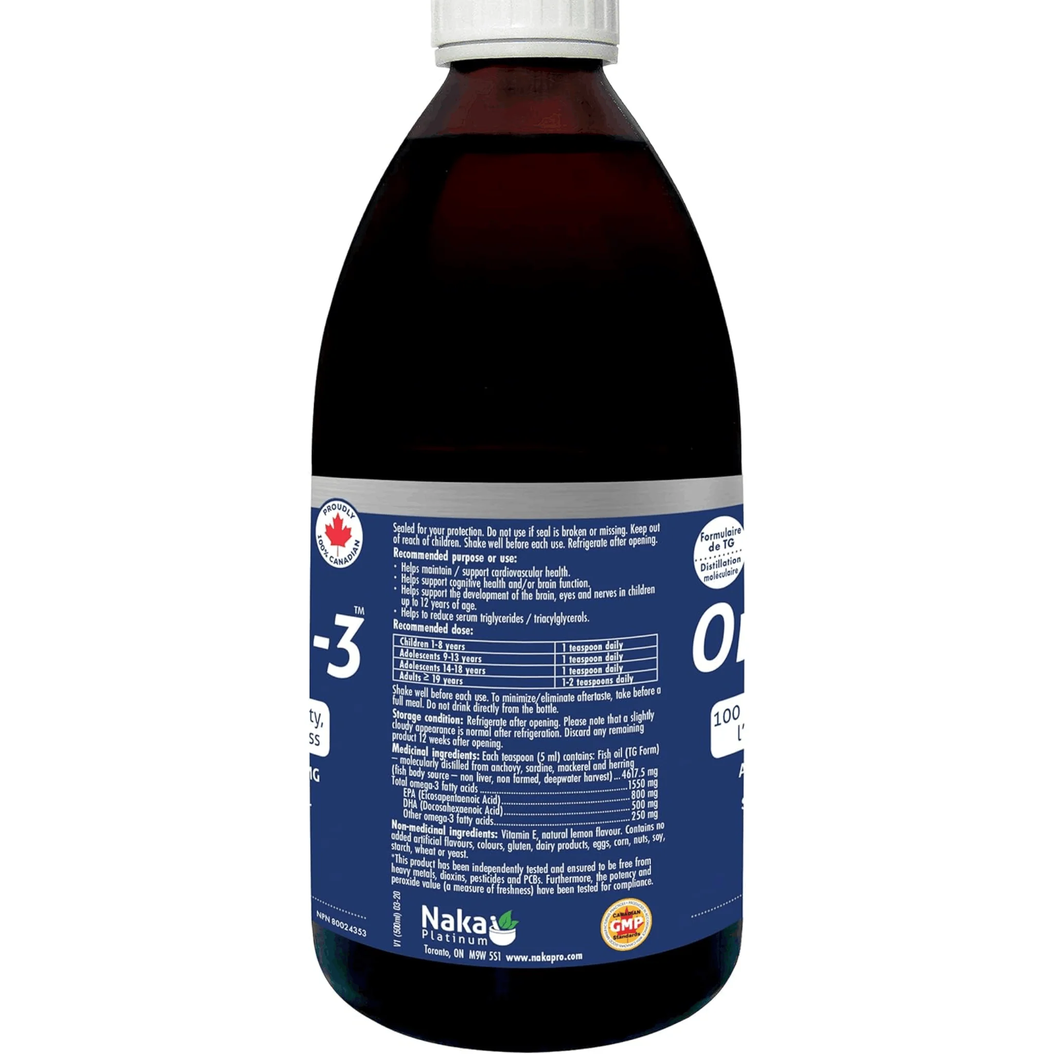 Naka Platinum Pro Omega-3 Fish Oil Liquid, EPA 800mg, DHA 500mg, Tested for Purity and Freshness, 500ml - Image 5