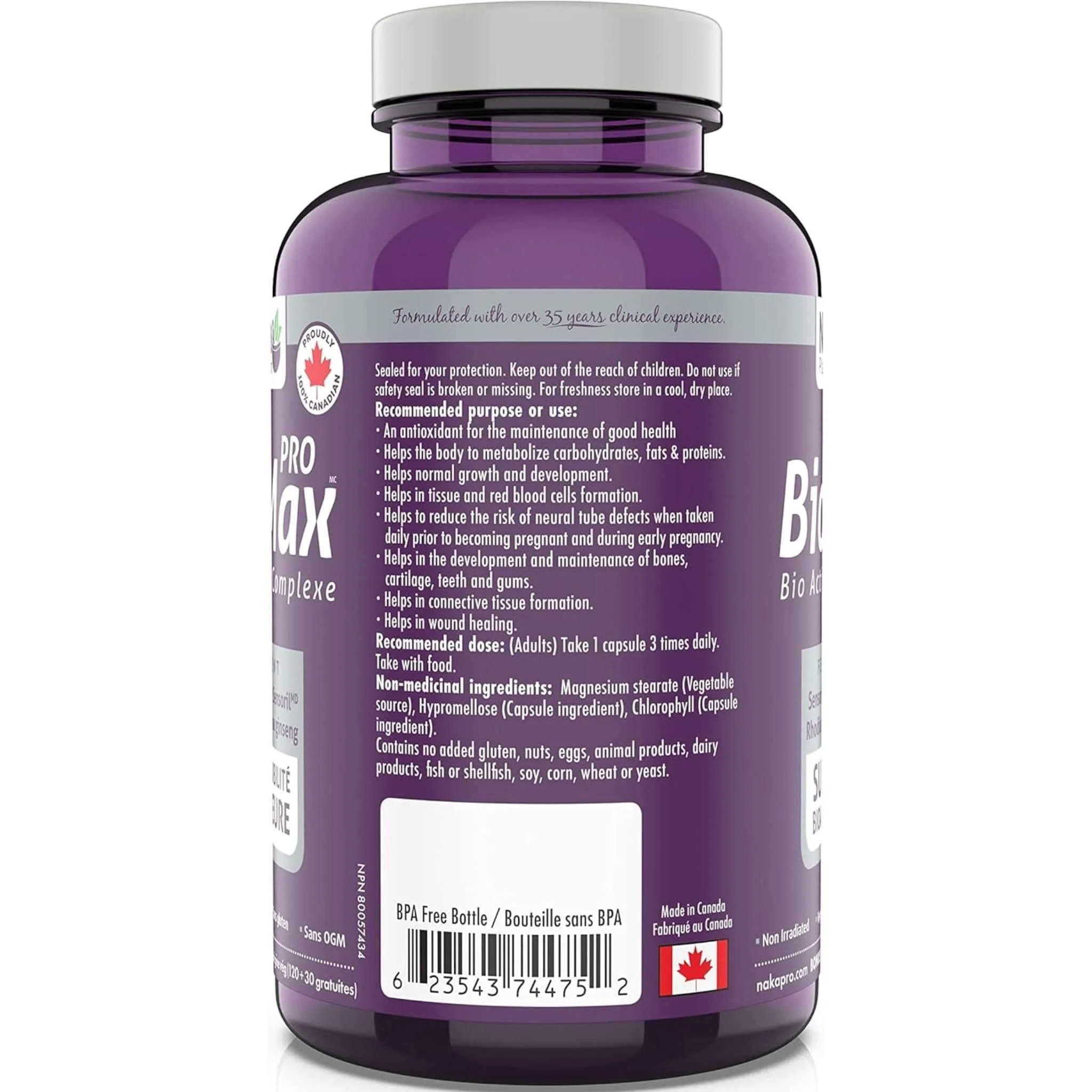 Naka Platinum Pro BioMax, Bio Active B Complex with Ashwagandha, Energy, Stress and Antioxidant Support, 60-150 Vegetable Capsules - Image 2